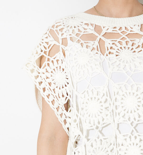 NOMINE「かぎ針カノコ3WAYベストプルーバーカーディガン」|ニット・セーター|