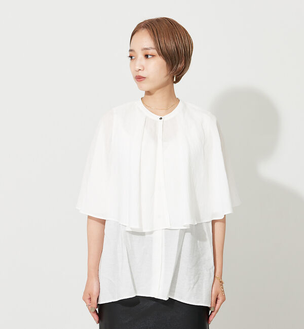 NOMINE「【襟取り外し可能】リネンライク3WAYボリュームカラーブラウス」|シャツ・ブラウス|