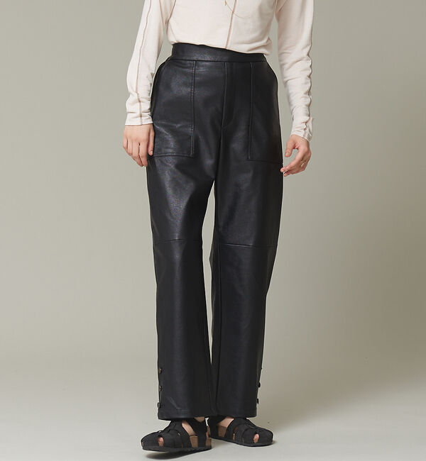NOMINE「フェイクレザーベイカーパンツ」|カーゴ|ブラック