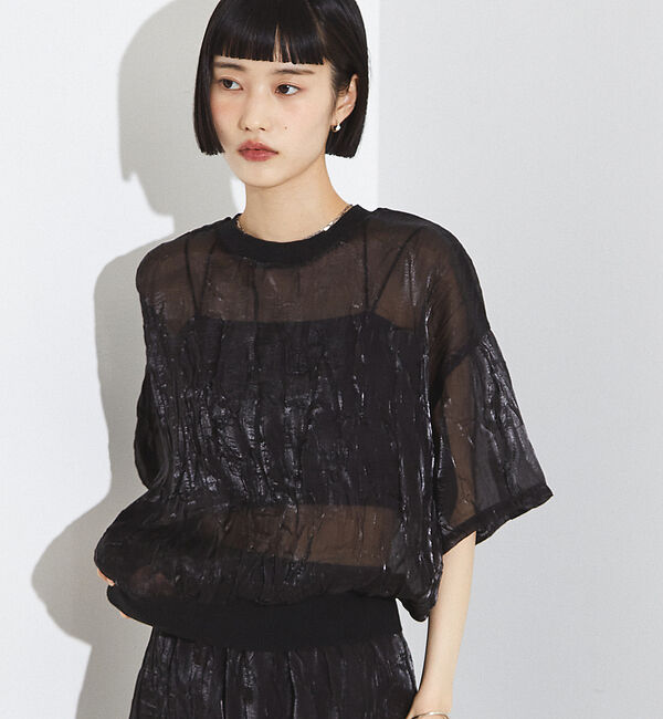 NOMINE「【セットアップ着用可】シャイン リンクル Ｔシャツ」|Tシャツ・カットソー|ブラック