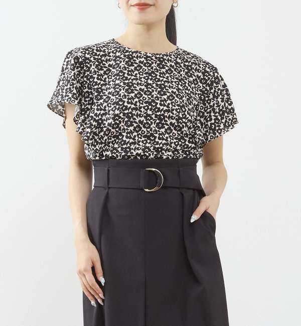 TIARA「Pansyプリントフリルブラウス」|シャツ・ブラウス|ホワイト