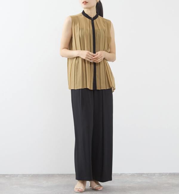 TIARA「バイカラープリーツトップス」|シャツ・ブラウス|