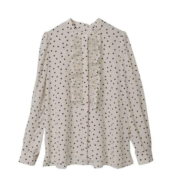 TIARA「ドットプリントフリルブラウス」|シャツ・ブラウス|ホワイト