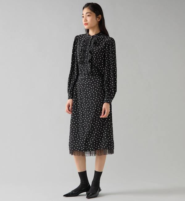 TIARA「ドットプリントフリルブラウス」|シャツ・ブラウス|