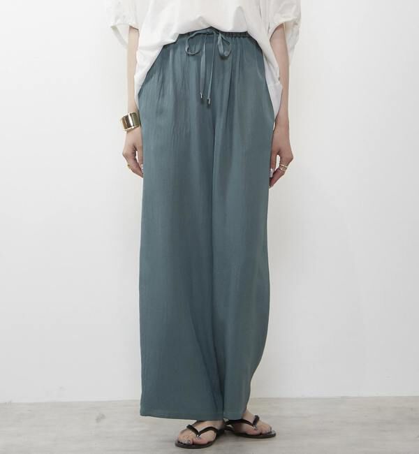 Liesse「ドロストワイドパンツ（セットアップ対応）」|その他|グリーン