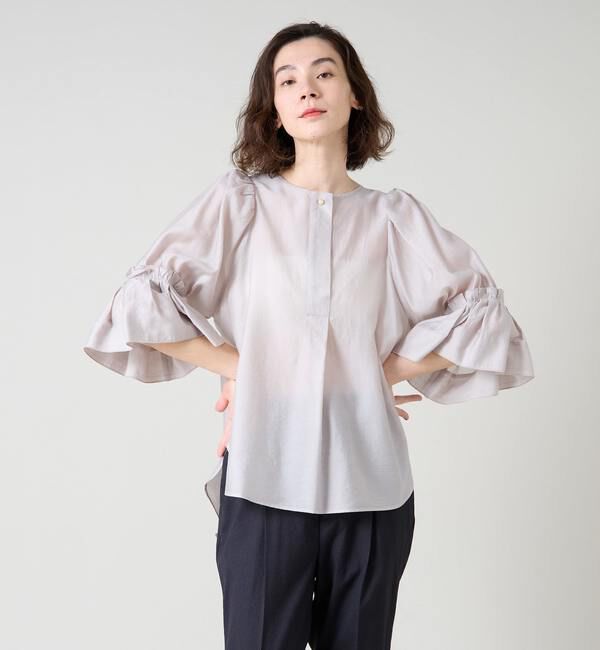 Liesse「袖フリルブラウス」|シャツ・ブラウス|ベージュ