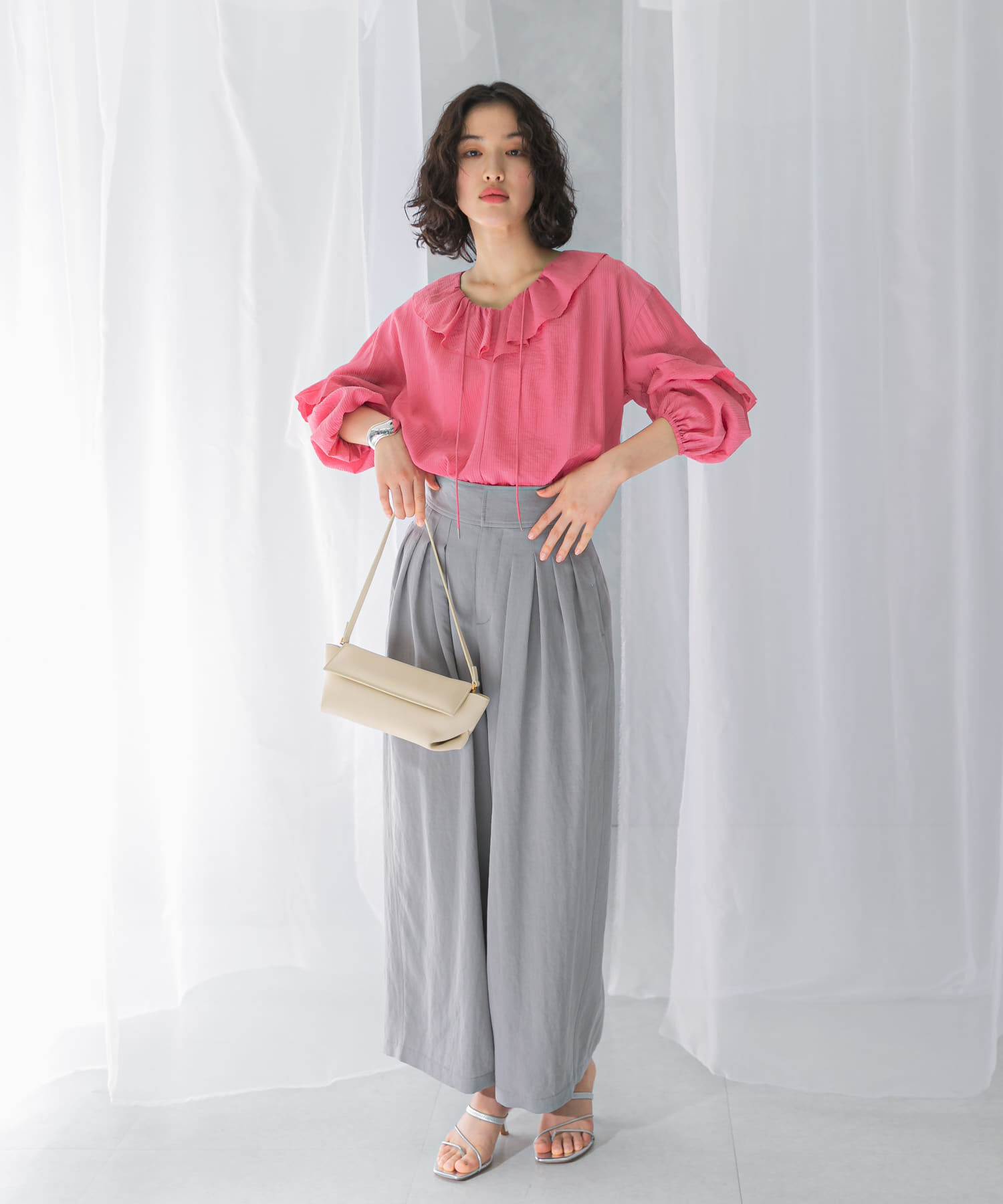 URBAN RESEARCH ROSSO「『WEB/一部店舗限定カラー』楊柳フリルブラウス」|シャツ・ブラウス|