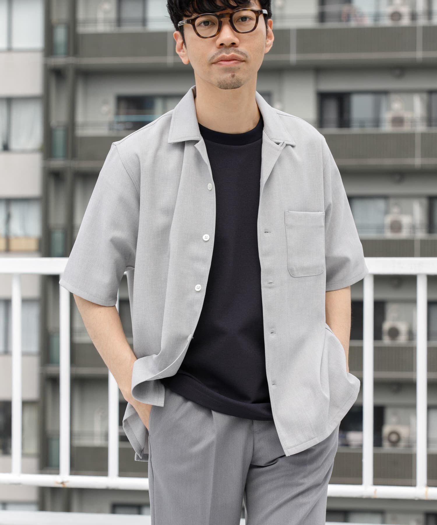 URBAN RESEARCH ROSSO「『WEB限定』『セットアップ対応』パナマ風オープンカラー半袖シャツ」|シャツ・ブラウス|