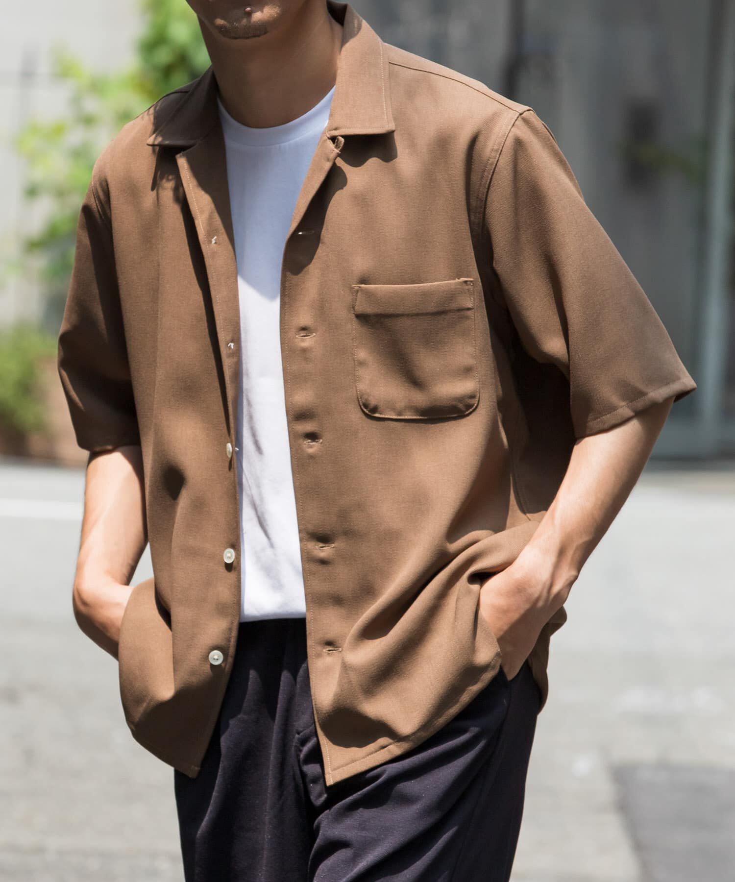 URBAN RESEARCH ROSSO「『WEB限定』『セットアップ対応』パナマ風オープンカラー半袖シャツ」|シャツ・ブラウス|