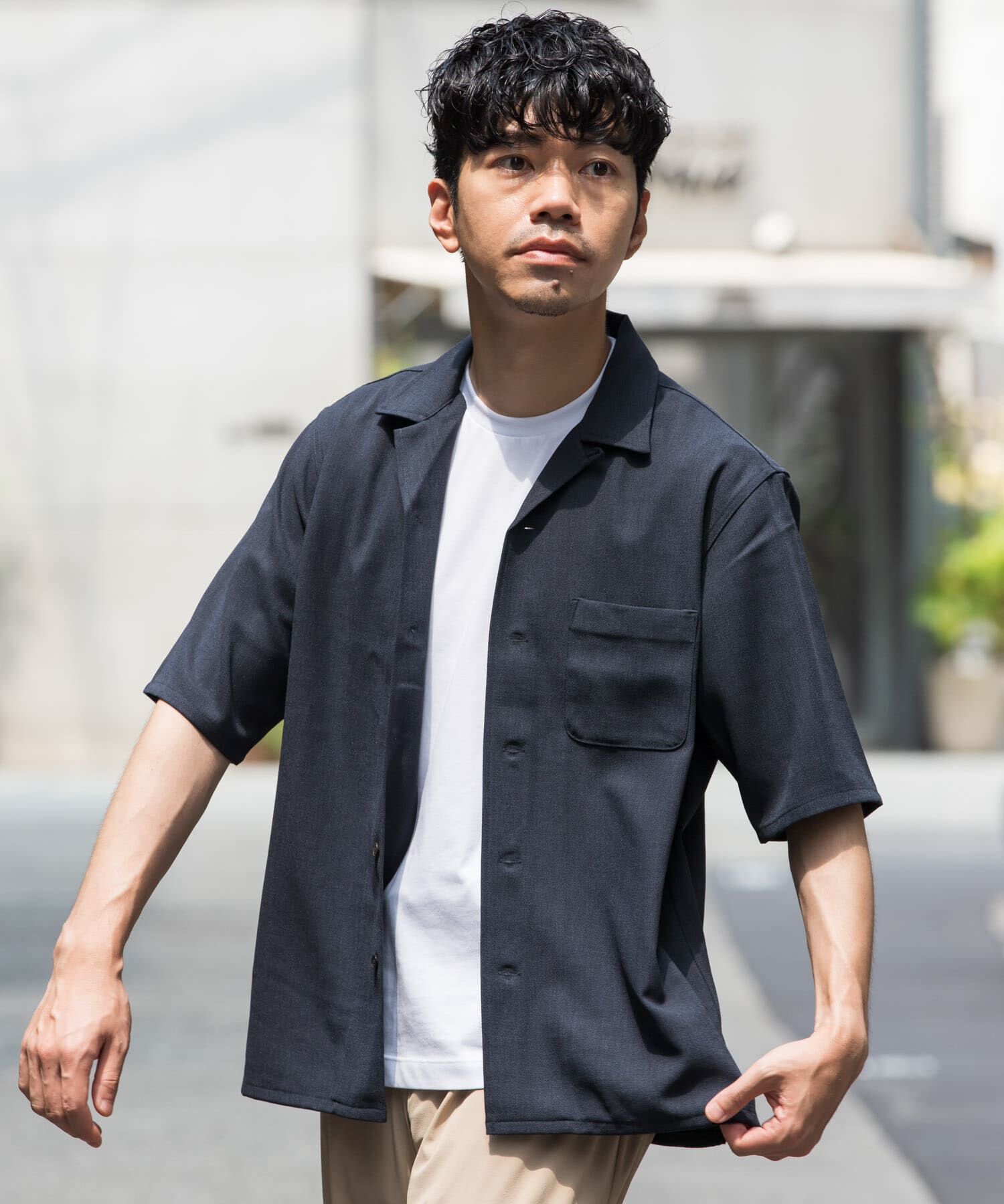 URBAN RESEARCH ROSSO「『WEB限定』『セットアップ対応』パナマ風オープンカラー半袖シャツ」|シャツ・ブラウス|