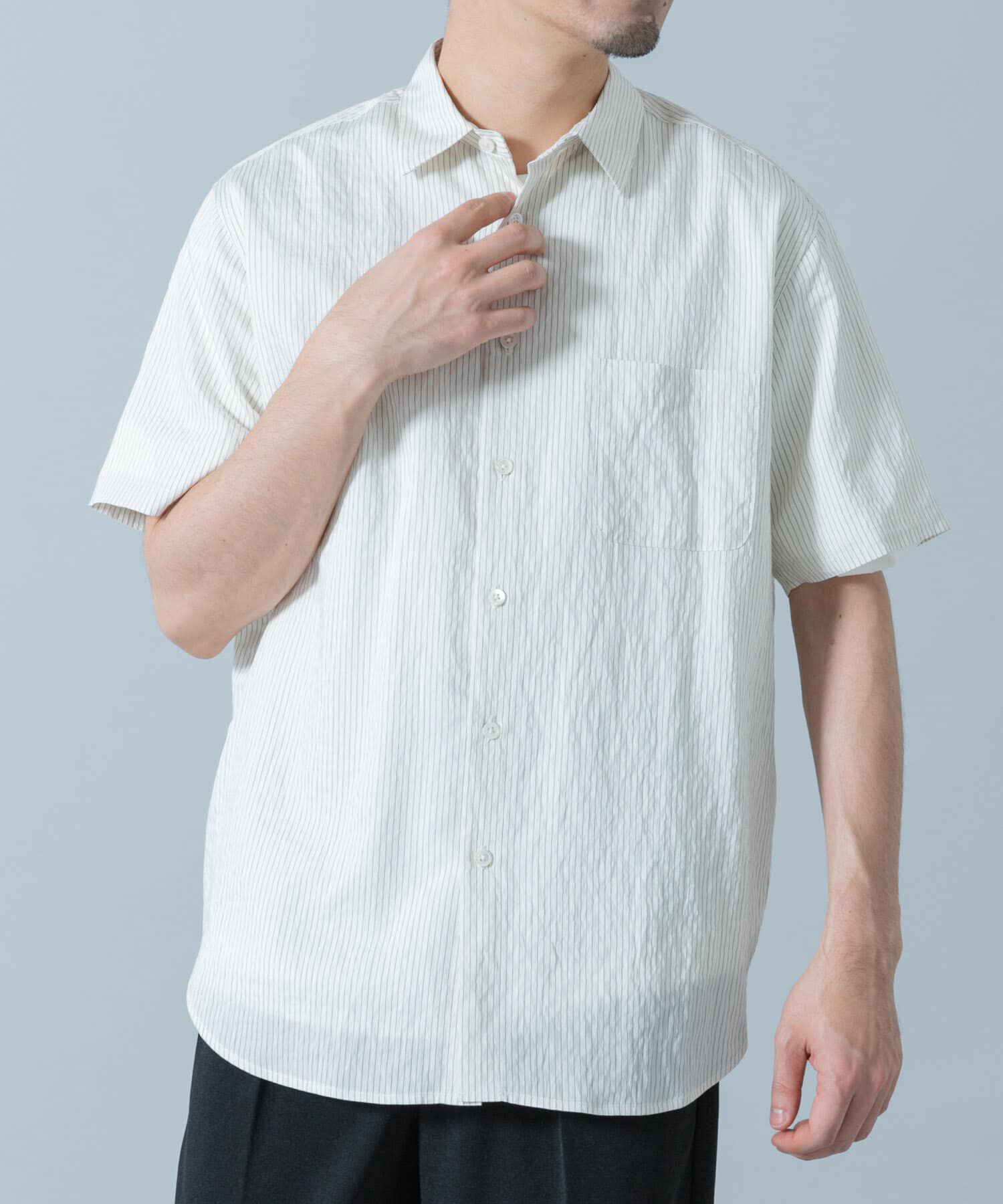 URBAN RESEARCH ROSSO「『WEB限定』『XLサイズあり』ストライプレギュラーカラー半袖シャツ」|シャツ・ブラウス|