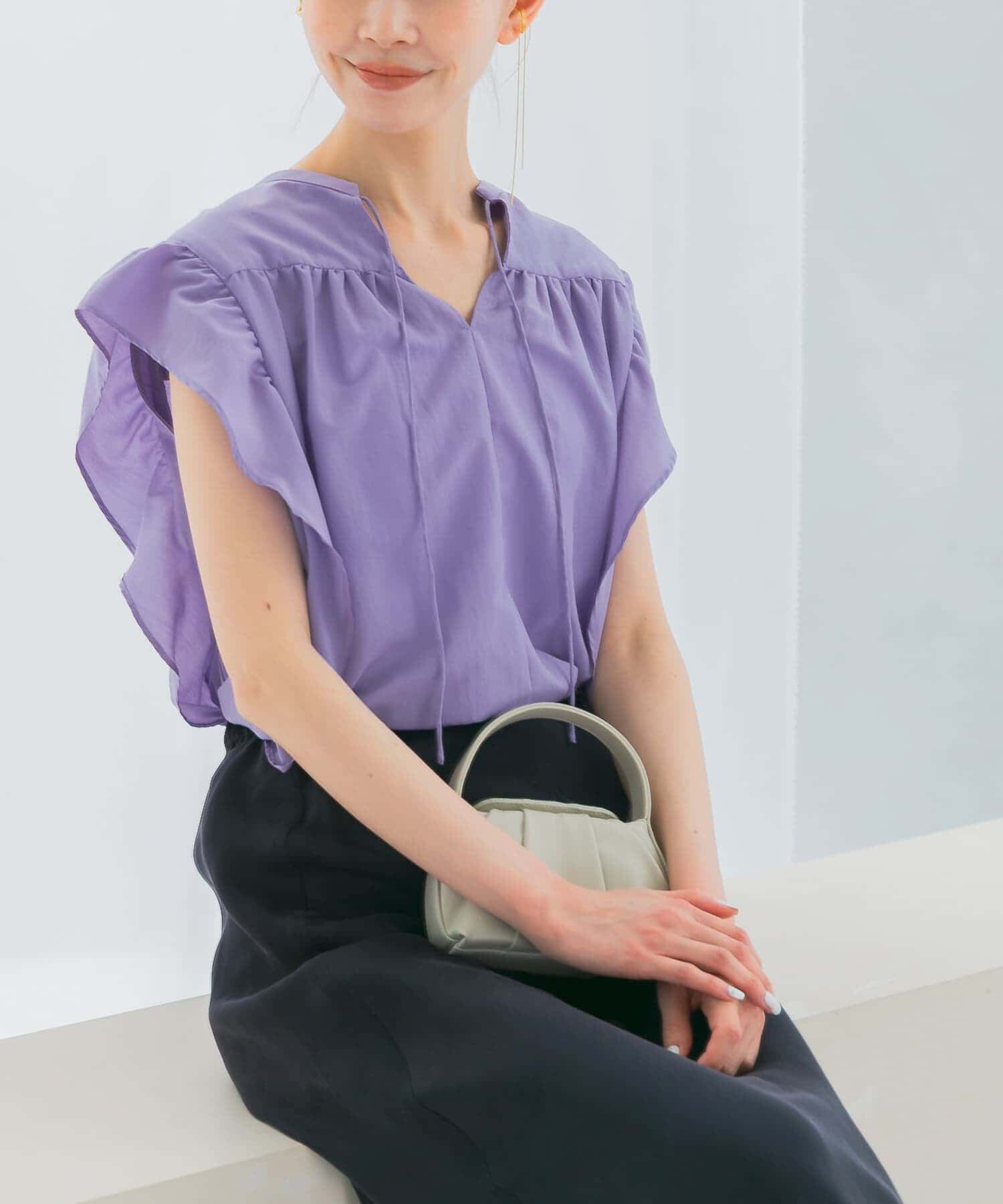 URBAN RESEARCH ROSSO「フリルブラウス」|シャツ・ブラウス|ライトブルー