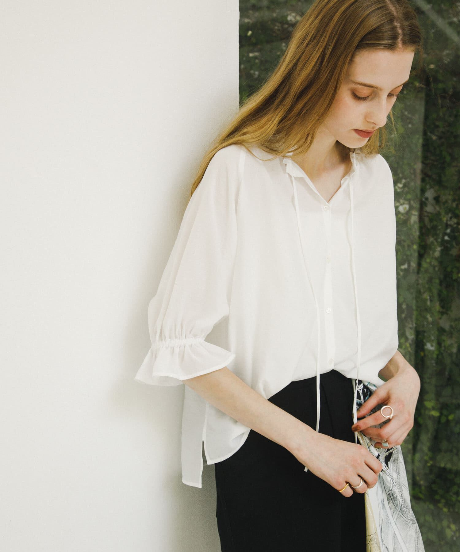 URBAN RESEARCH ROSSO「クールタッチセミシアーフリルブラウス」|シャツ・ブラウス|