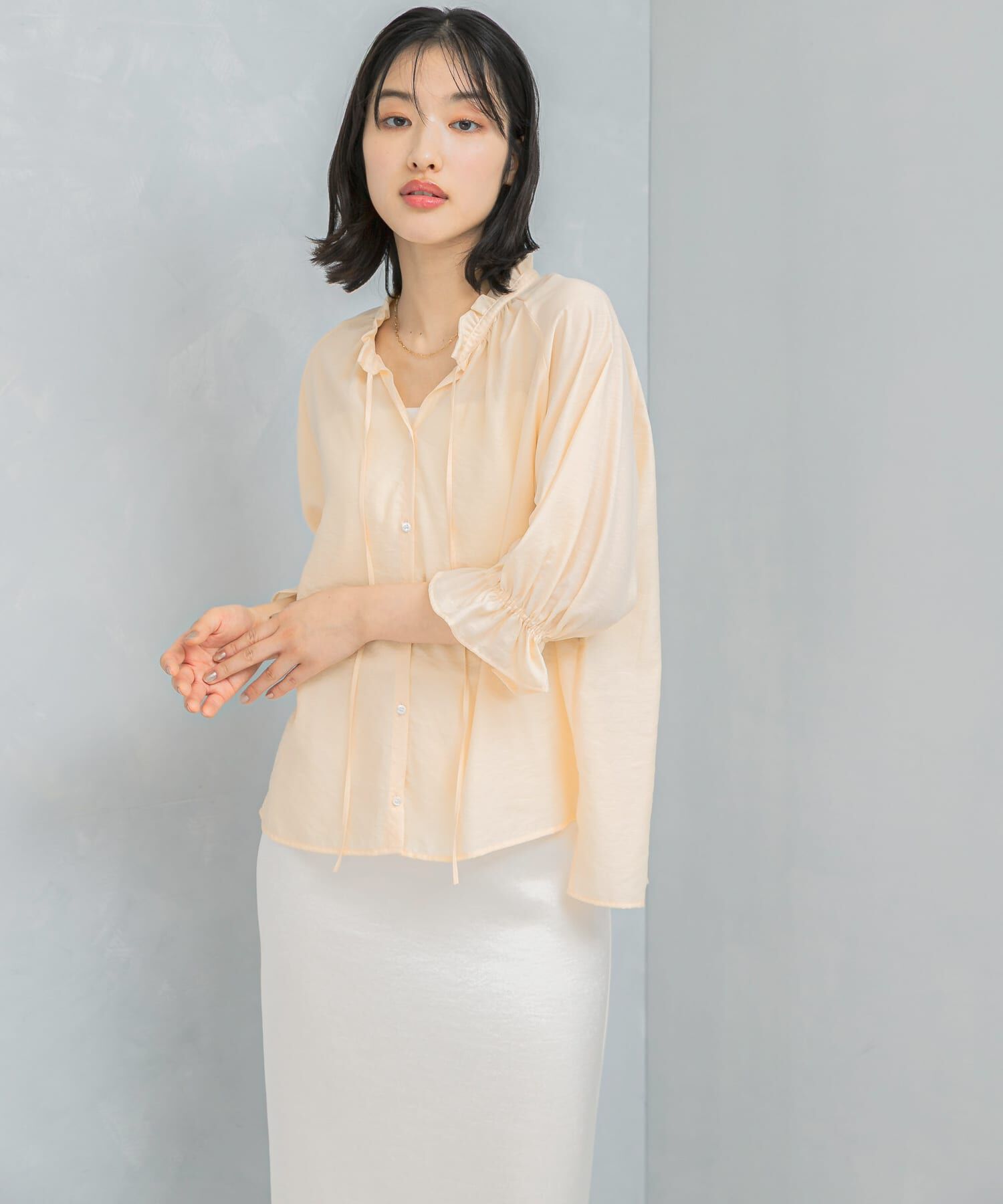 URBAN RESEARCH ROSSO「クールタッチセミシアーフリルブラウス」|シャツ・ブラウス|イエロー