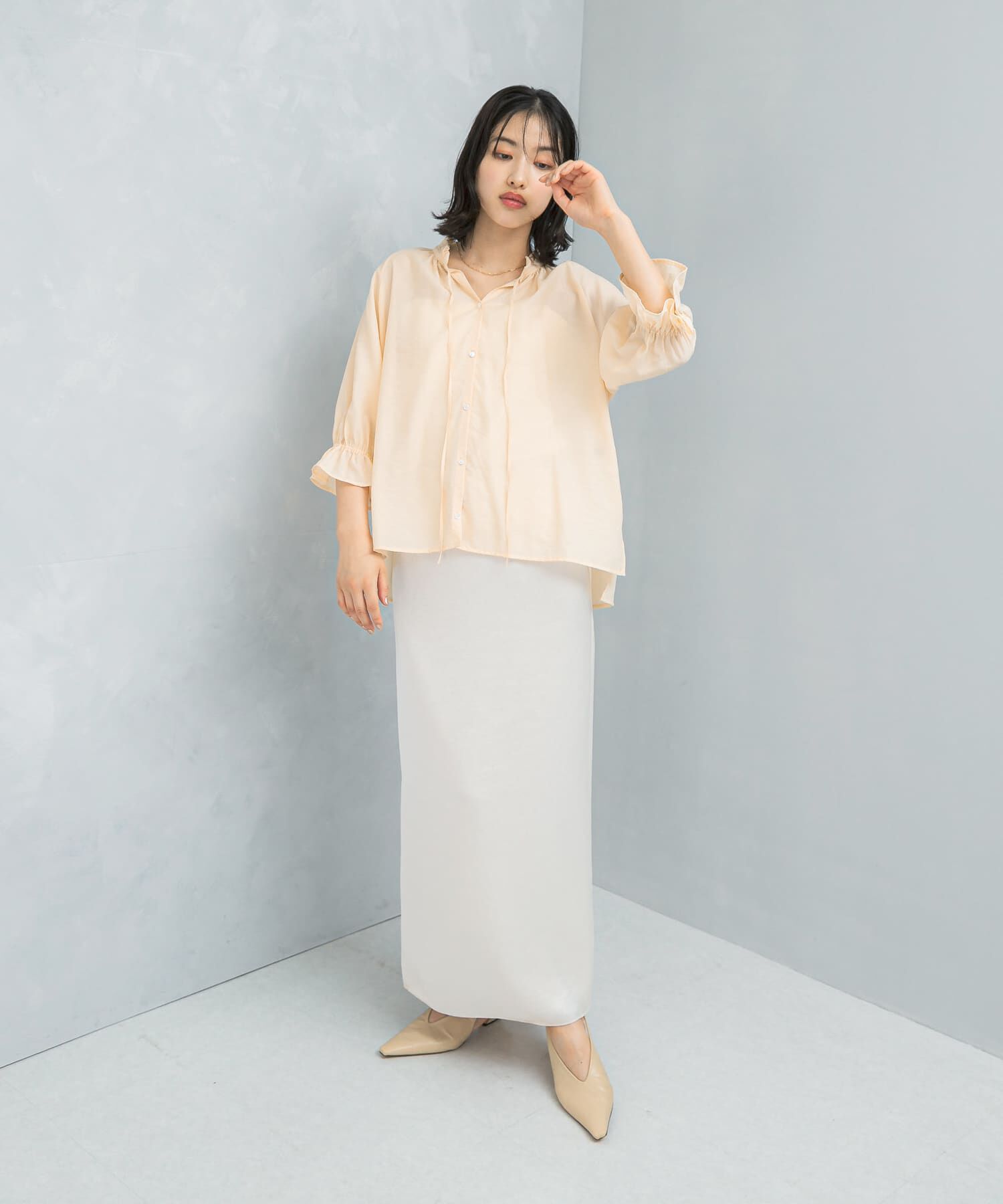 URBAN RESEARCH ROSSO「クールタッチセミシアーフリルブラウス」|シャツ・ブラウス|