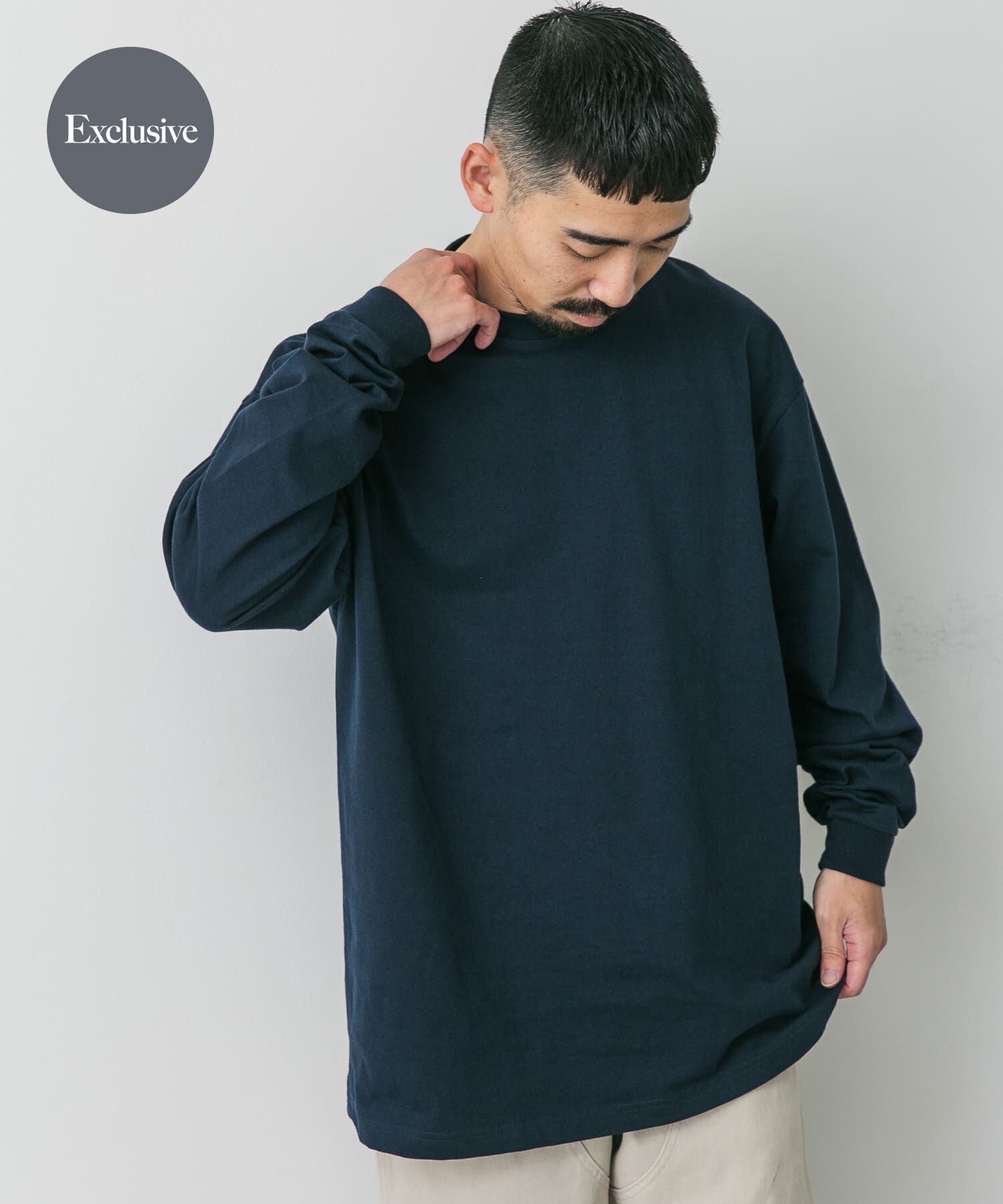 URBAN RESEARCH DOORS「『別注』HANES&times;DOORS　BEEFY-T DOORS FIT LONG-SLEEVE」|Tシャツ・カットソー|ネイビー
