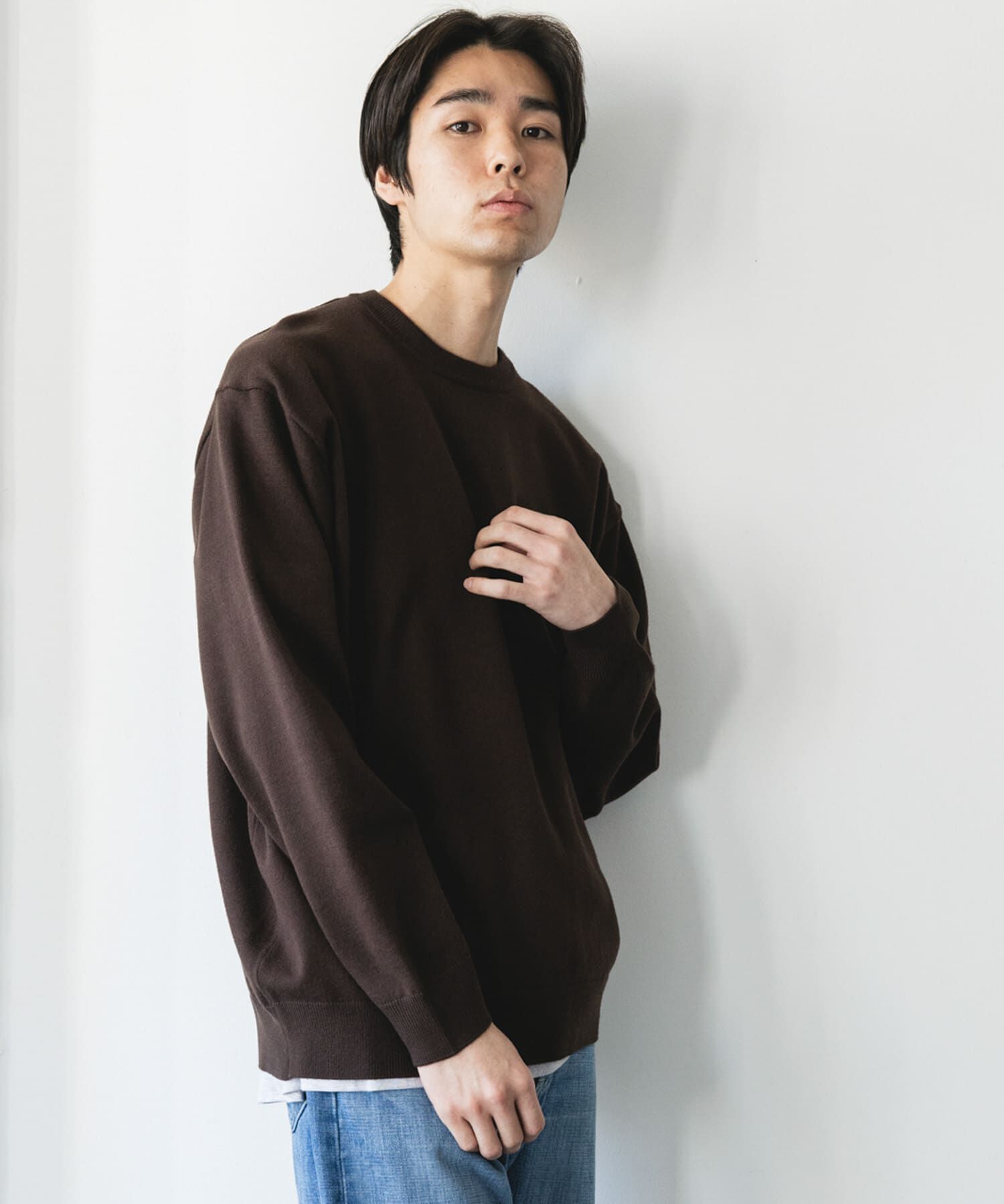 URBAN RESEARCH DOORS「『仁村紗和さん着用』『UR TECH 200日ニット』クルーネック」|ニット・セーター|ブラウン