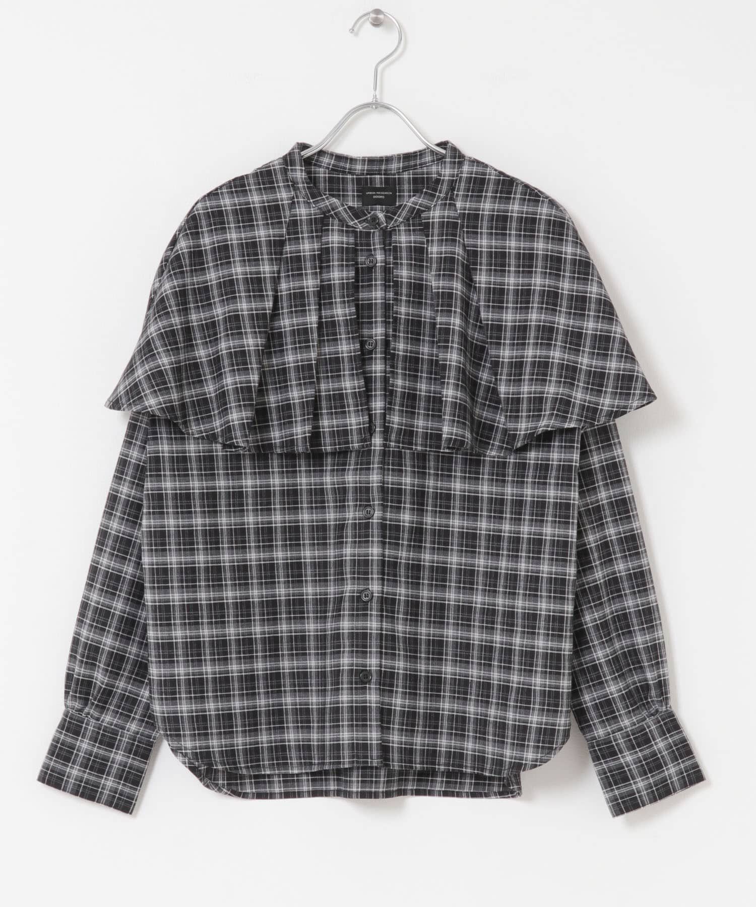 URBAN RESEARCH DOORS「チェックケープフリルブラウス」|シャツ・ブラウス|