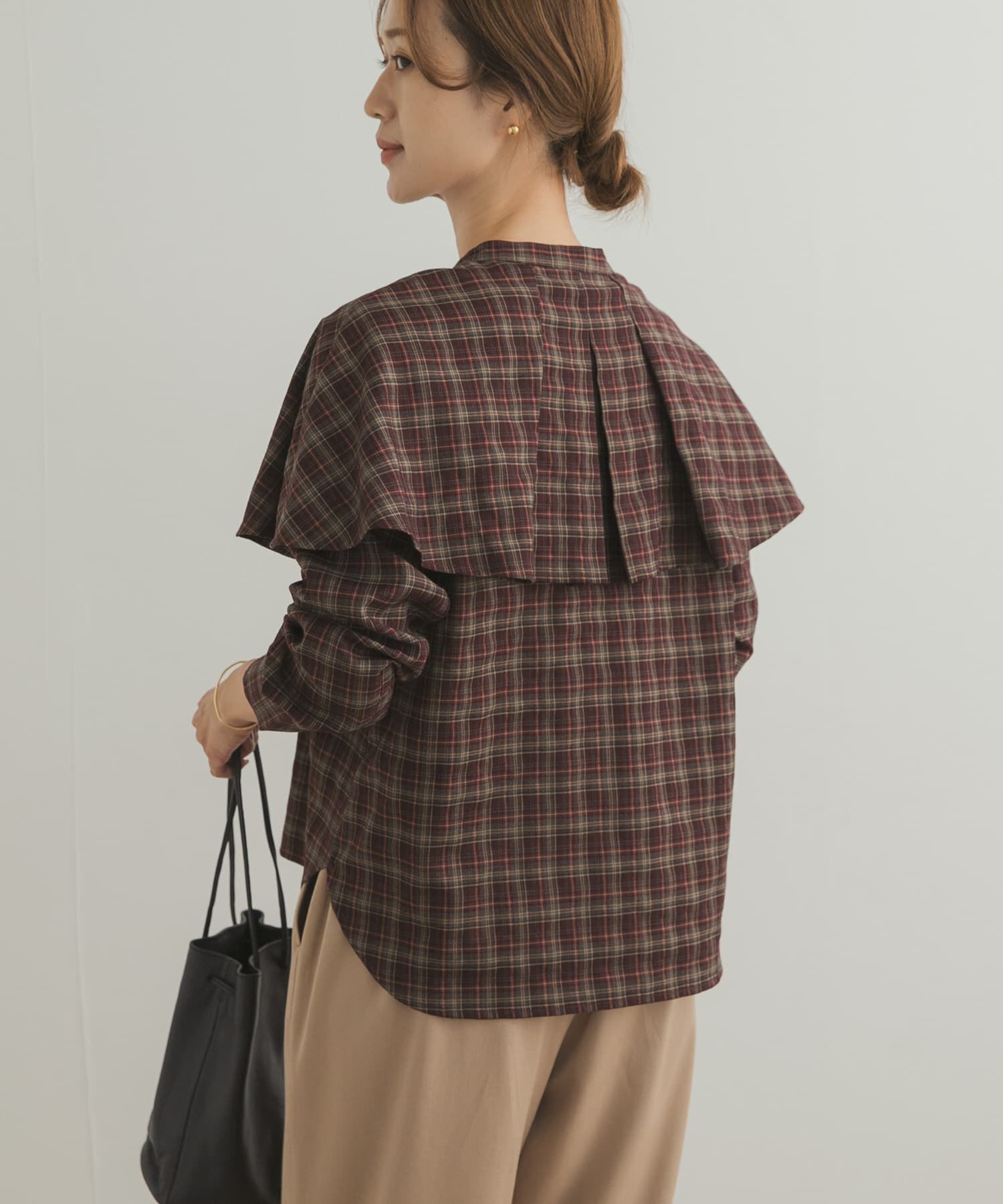 URBAN RESEARCH DOORS「チェックケープフリルブラウス」|シャツ・ブラウス|