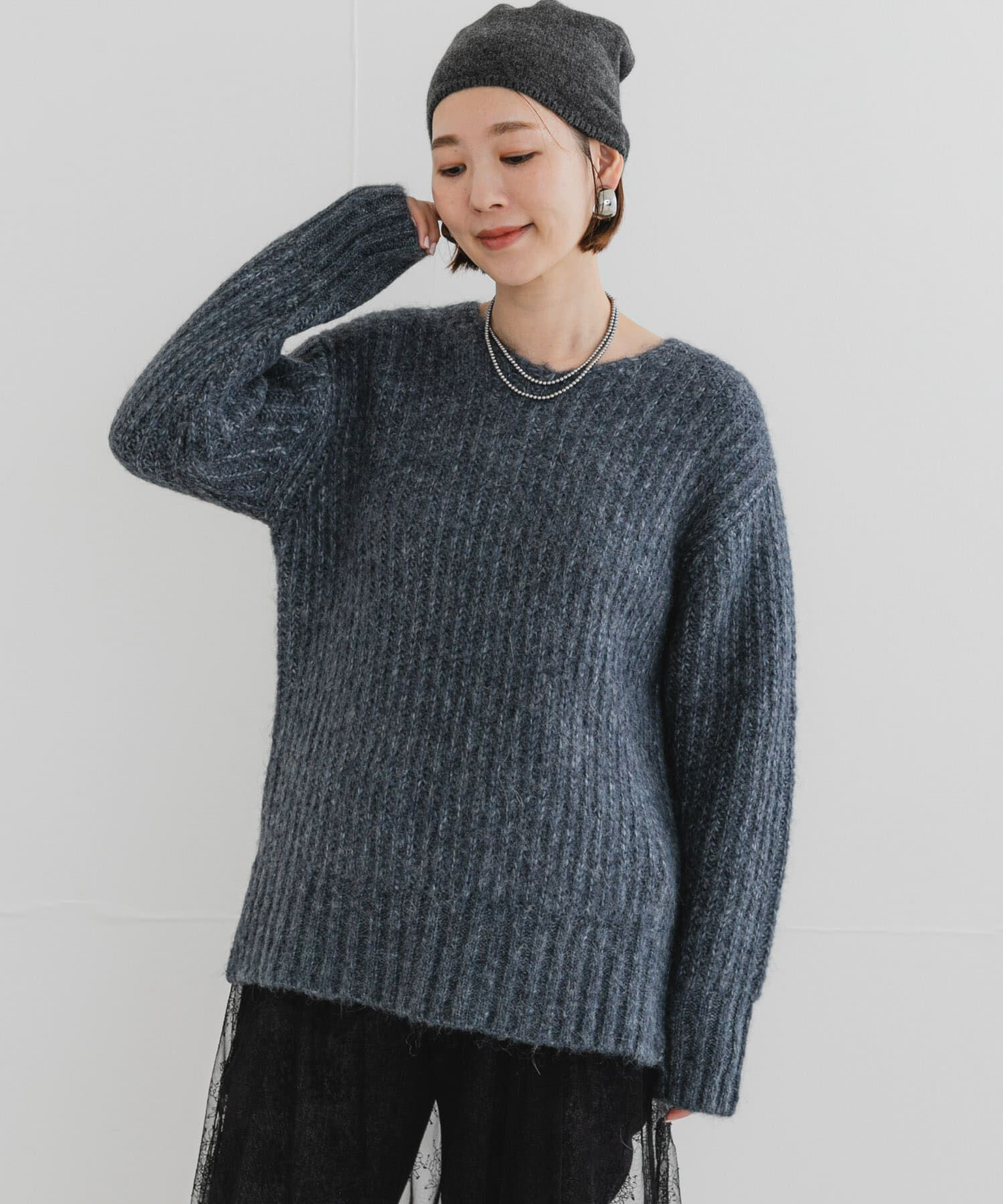 URBAN RESEARCH ROSSO「F by ROSSO　ミックス糸Vネックニット」|ニット・セーター|グレー系その他