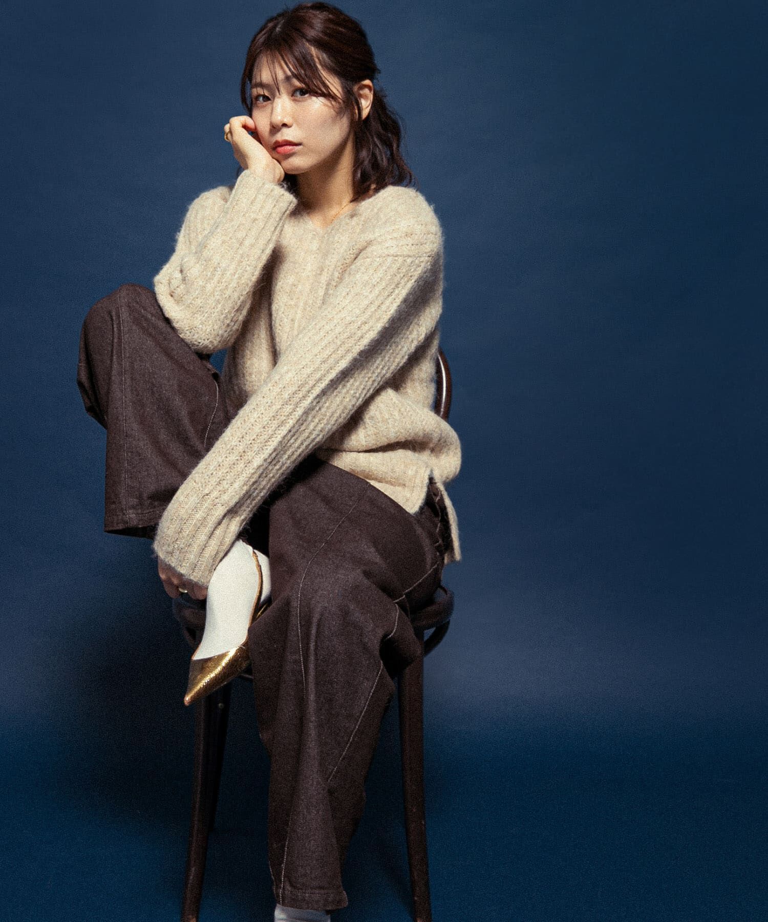 URBAN RESEARCH ROSSO「F by ROSSO　ミックス糸Vネックニット」|ニット・セーター|