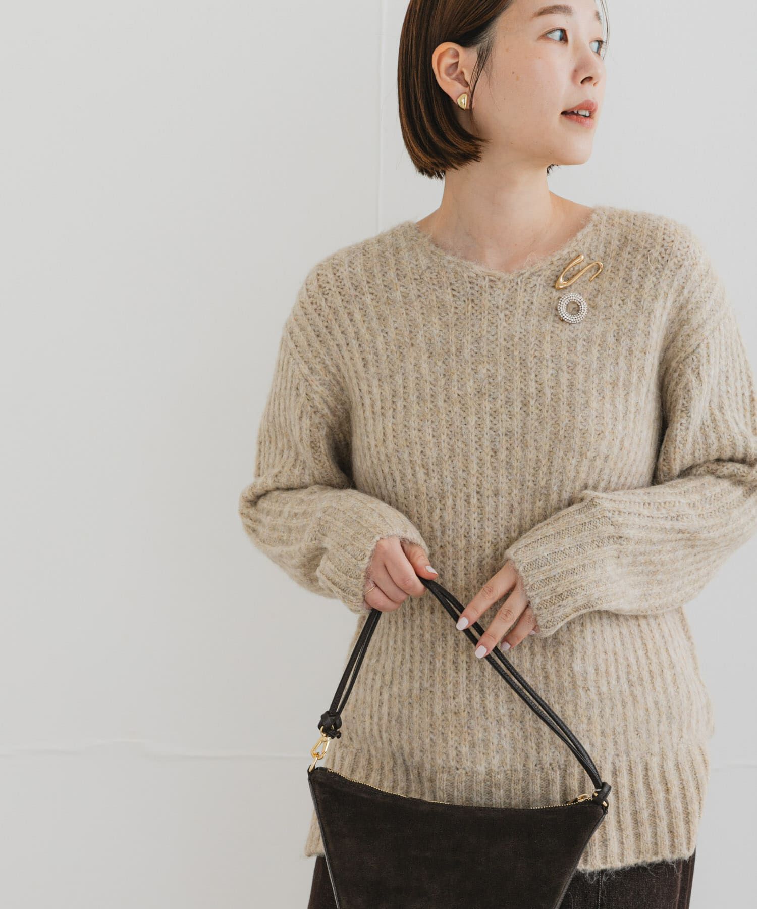 URBAN RESEARCH ROSSO「F by ROSSO　ミックス糸Vネックニット」|ニット・セーター|