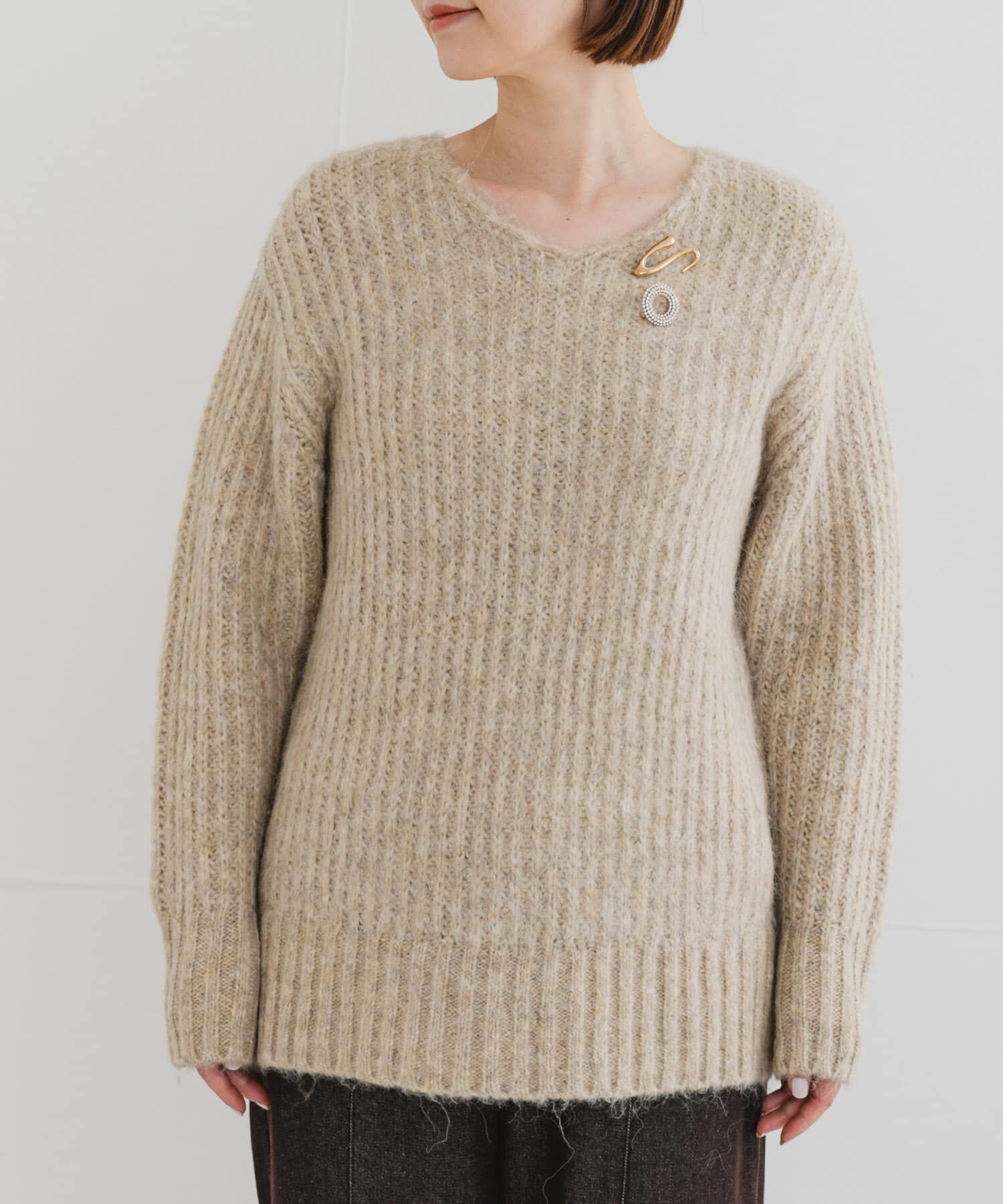 URBAN RESEARCH ROSSO「F by ROSSO　ミックス糸Vネックニット」|ニット・セーター|