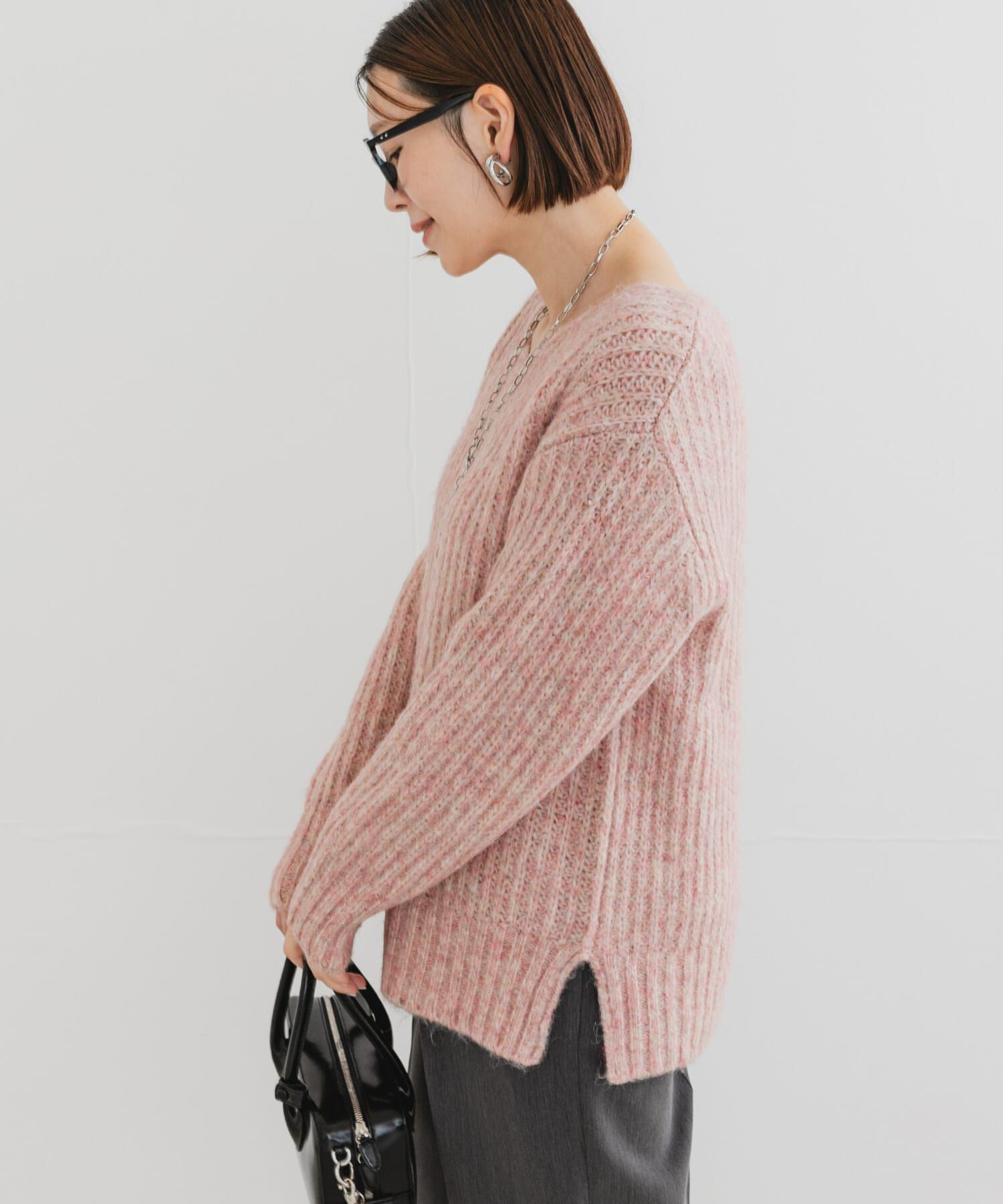 URBAN RESEARCH ROSSO「F by ROSSO　ミックス糸Vネックニット」|ニット・セーター|