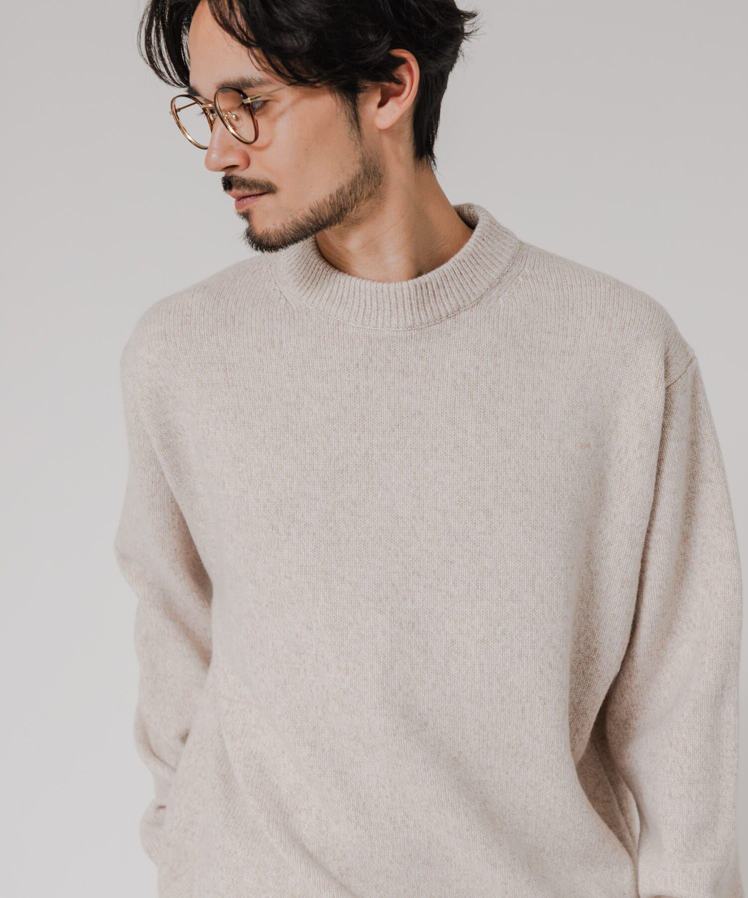 URBAN RESEARCH「MIX MOULINE CREW-NECK KNIT」|ニット・セーター|ベージュ