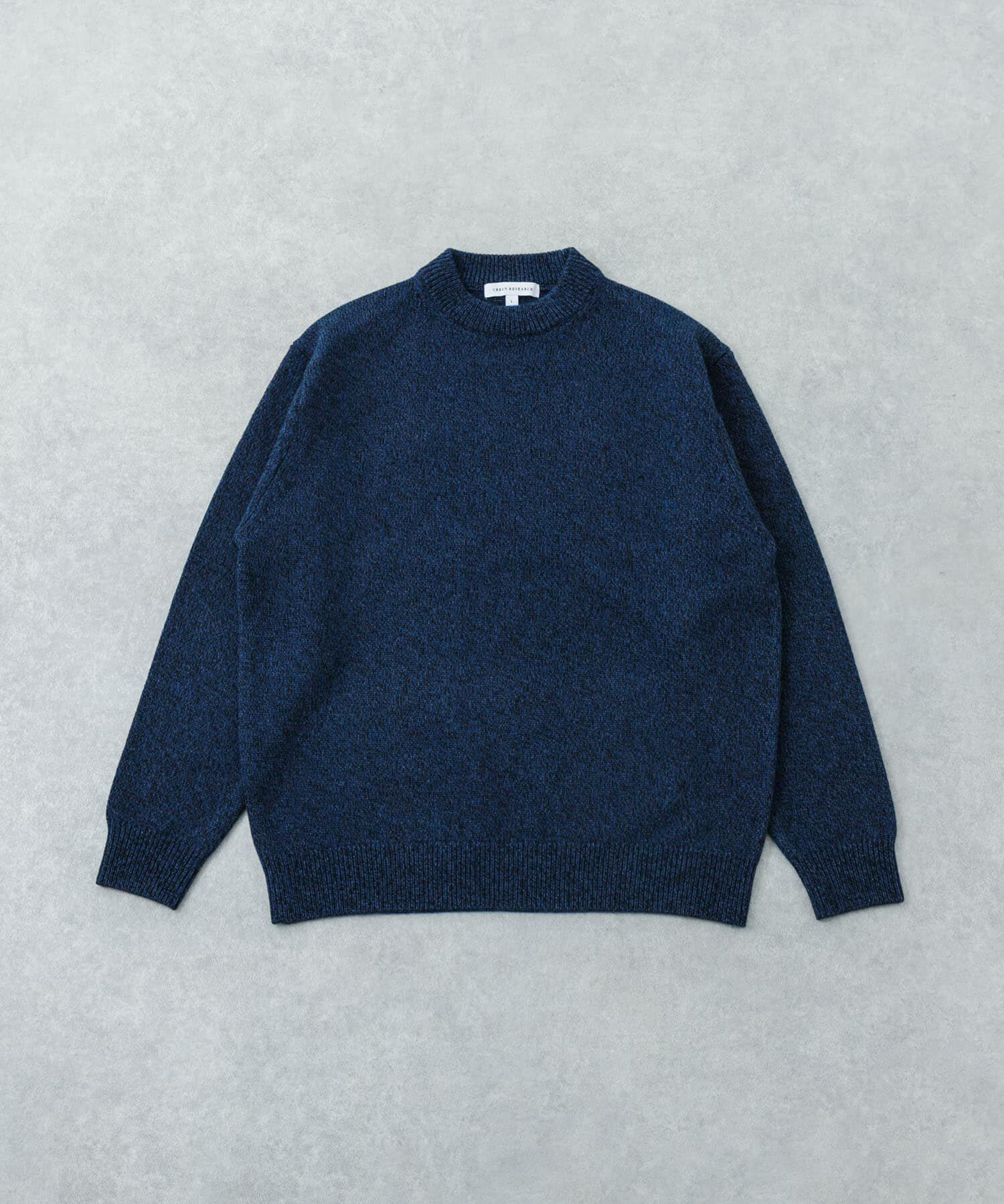 URBAN RESEARCH「MIX MOULINE CREW-NECK KNIT」|ニット・セーター|ブルー