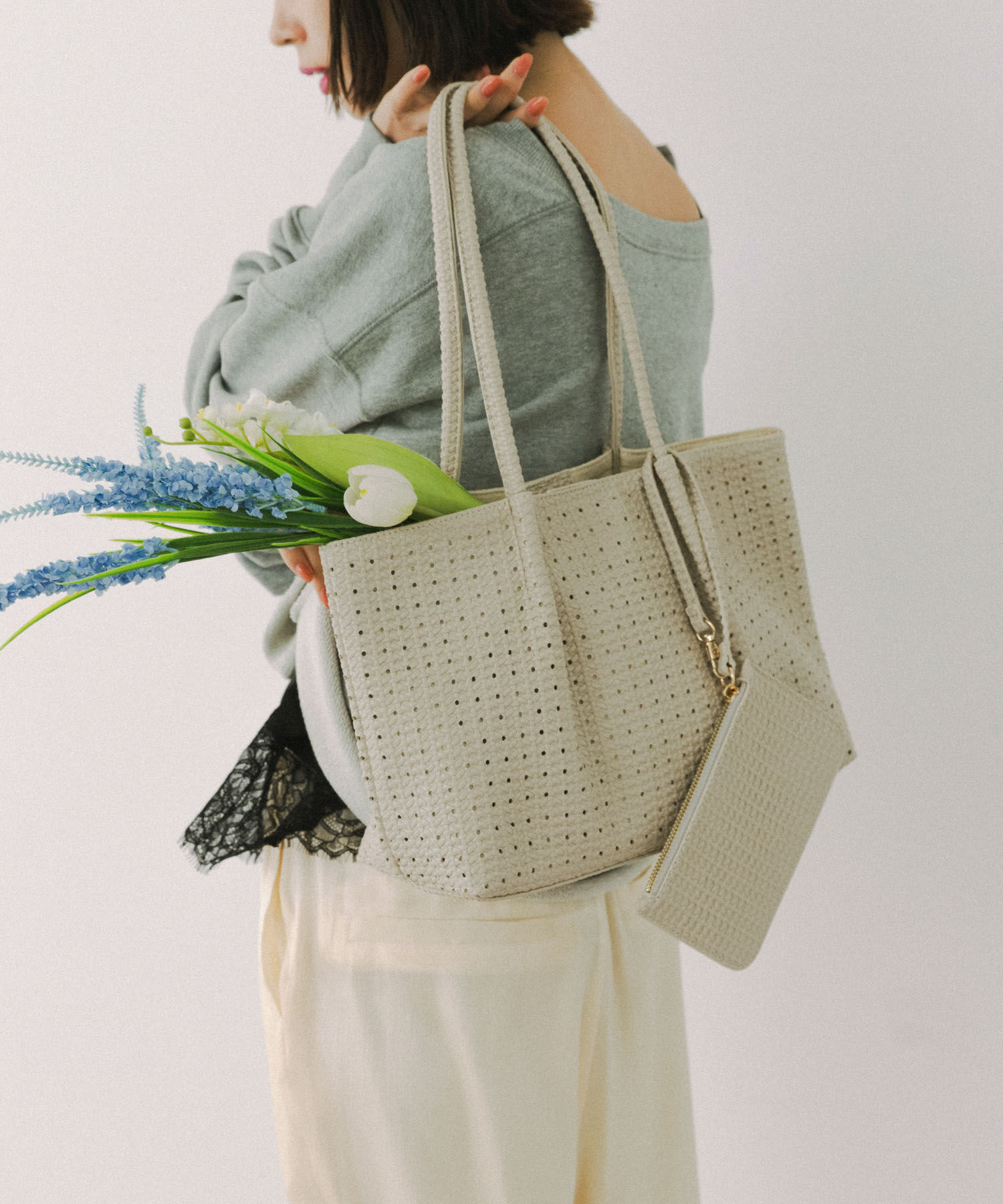 RODE SKO「ポーチ付パンチングミドルトートバッグ」|トートバッグ|