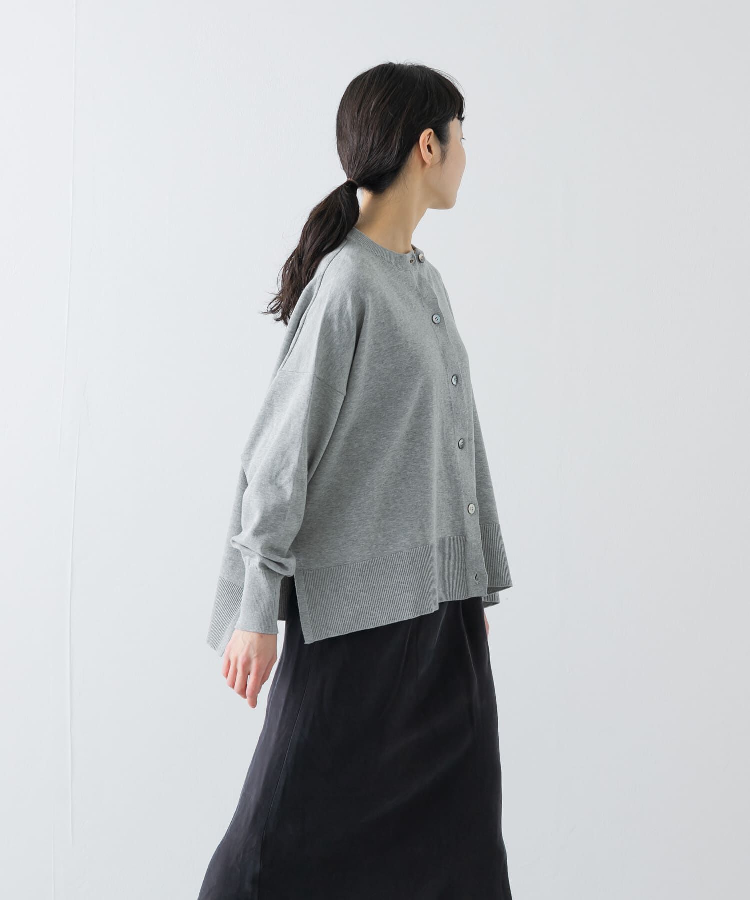 かぐれ「ハイツイストコットンワイドカーディガン」|カーディガン|グレー