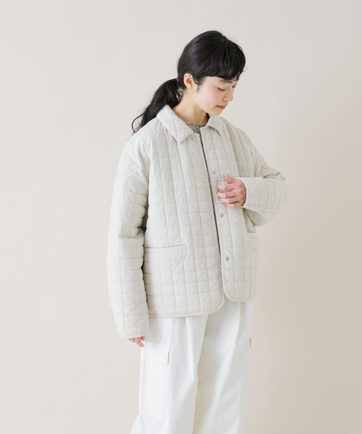 かぐれ「コットンキルトジャケット」|ダウン|