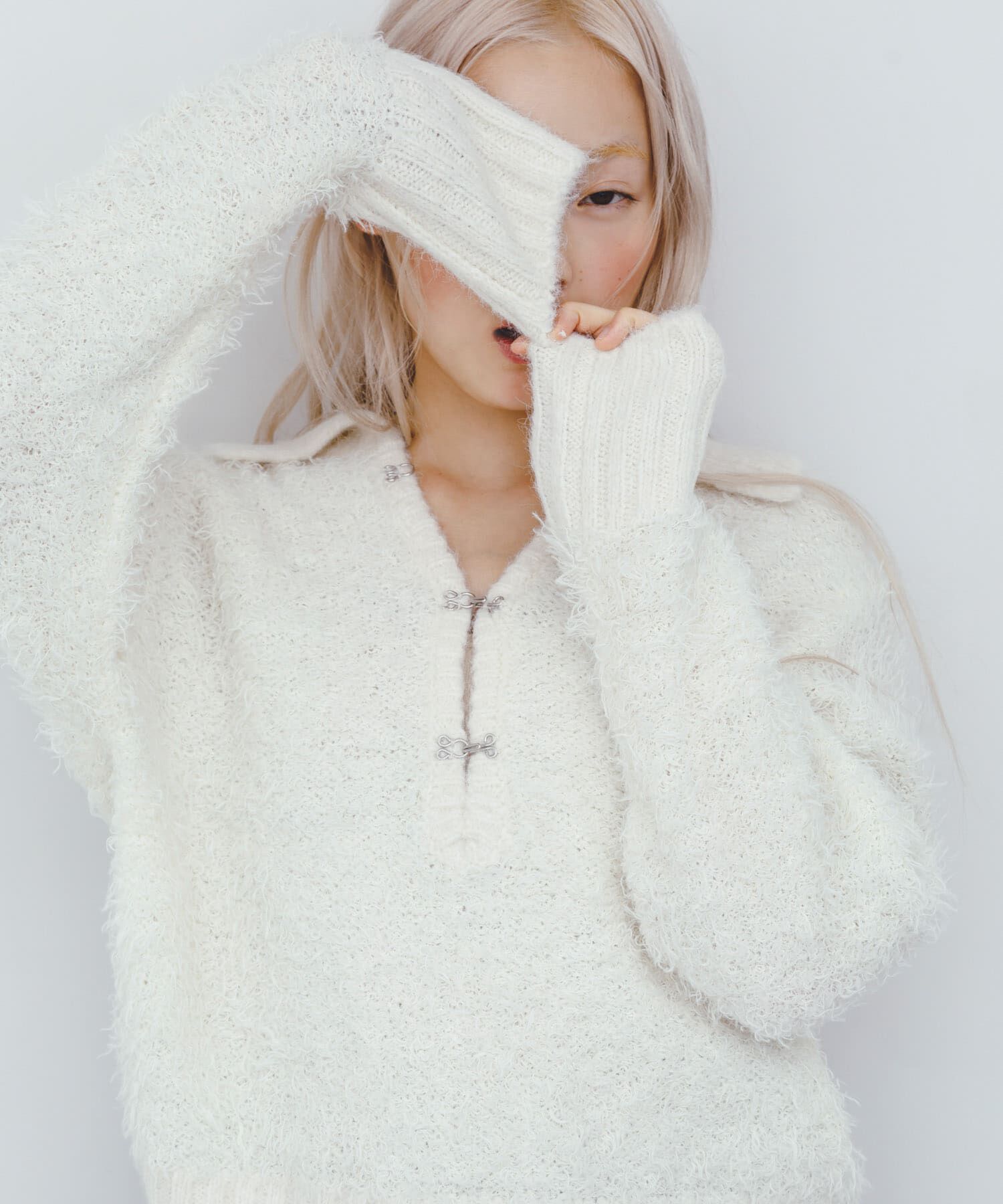  「フロントホックベアーニット」|ニット・セーター|オフホワイト