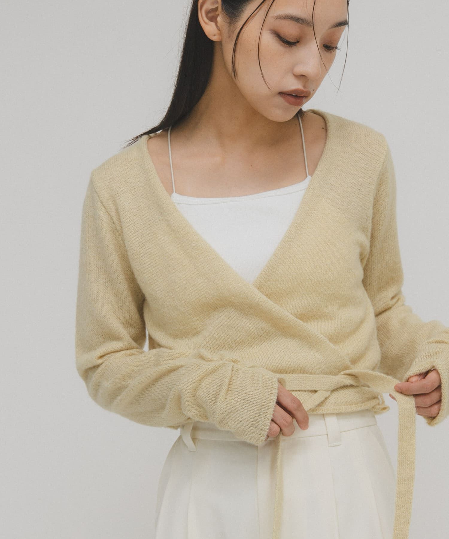  「カシュクールコンパクトニット」|ニット・セーター|ライトベージュ