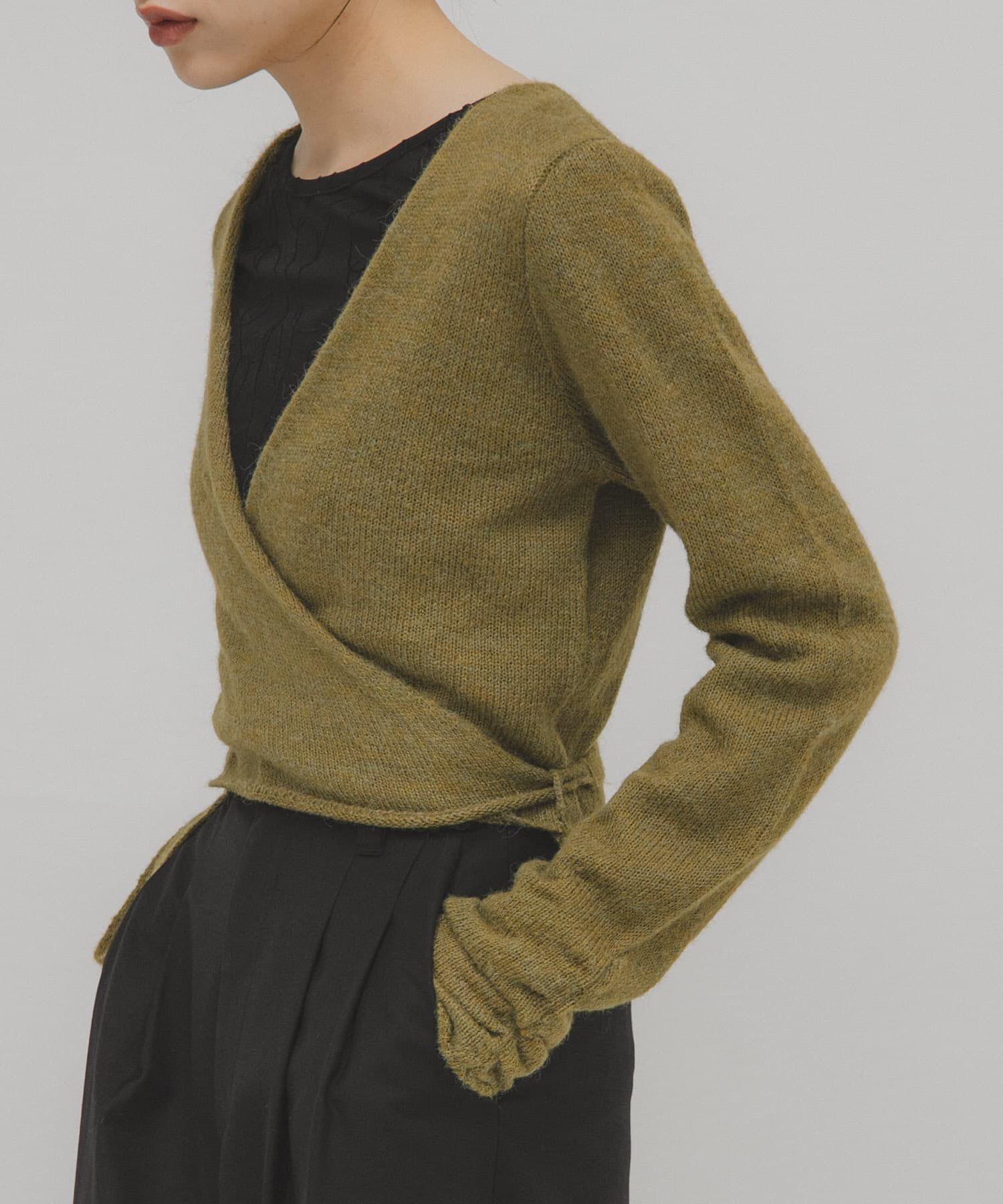  「カシュクールコンパクトニット」|ニット・セーター|オリーブ