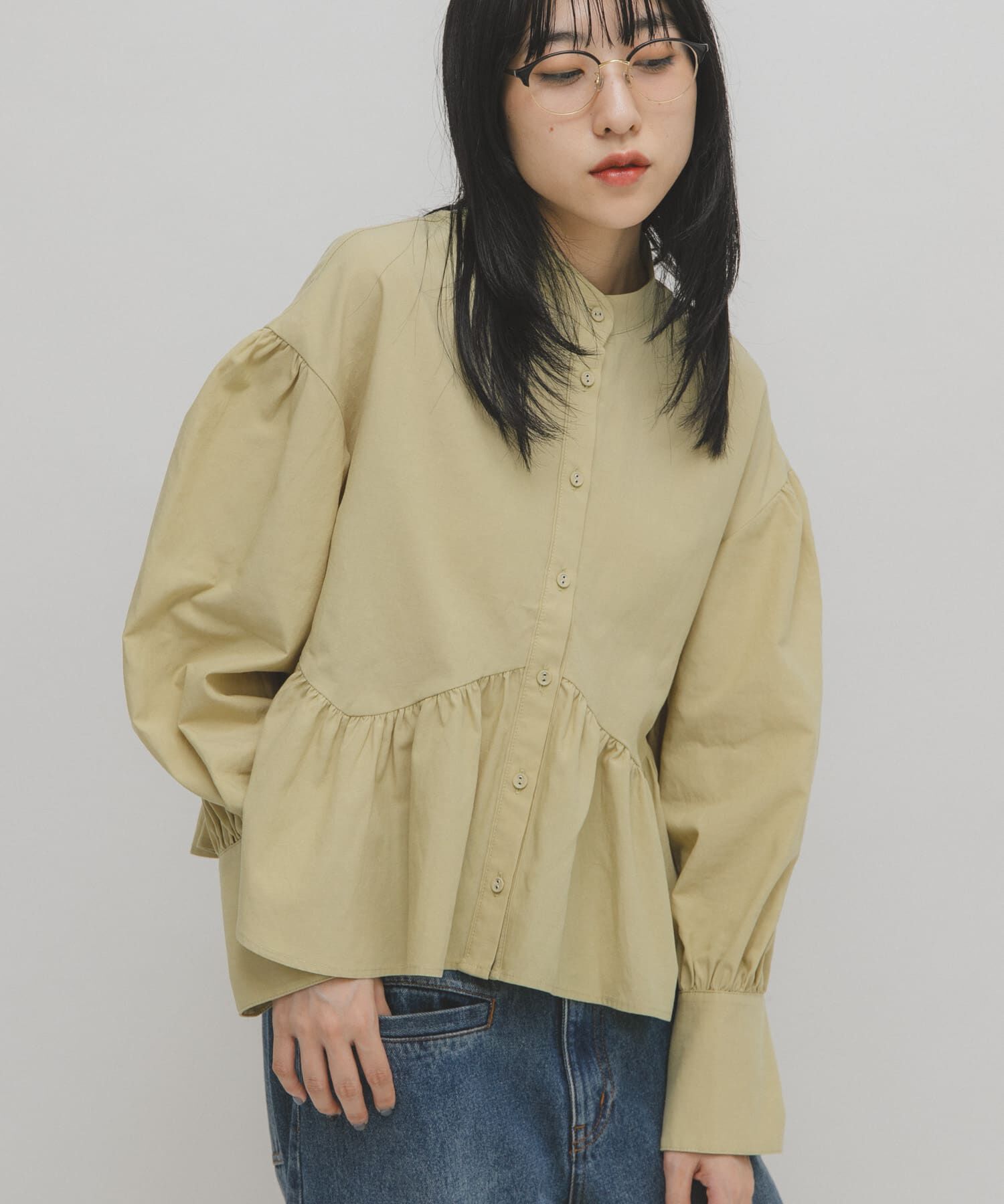  「アシンメトリースイッチングブラウス」|シャツ・ブラウス|