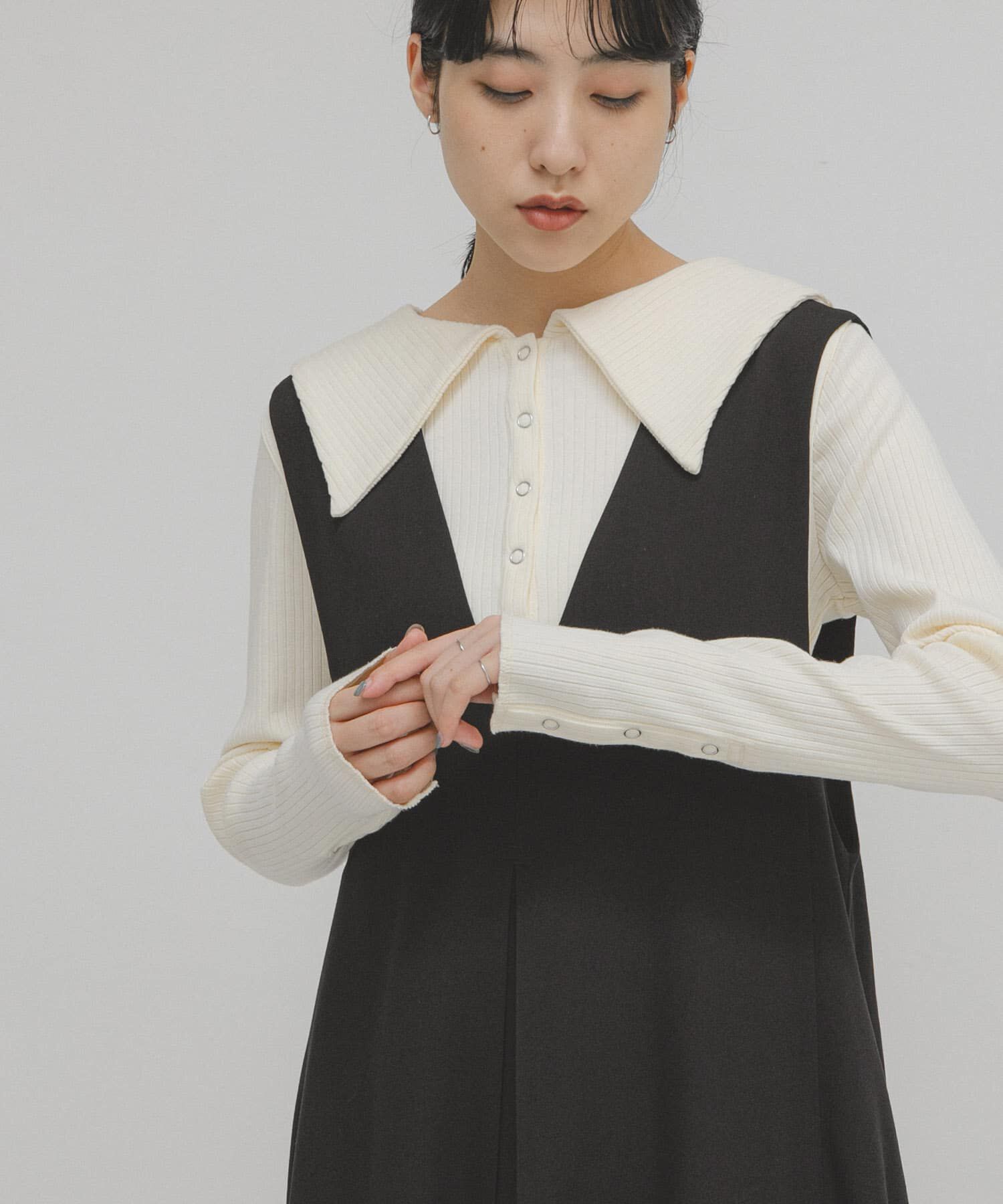  「セーラーカラーリブカットソー」|Tシャツ・カットソー|