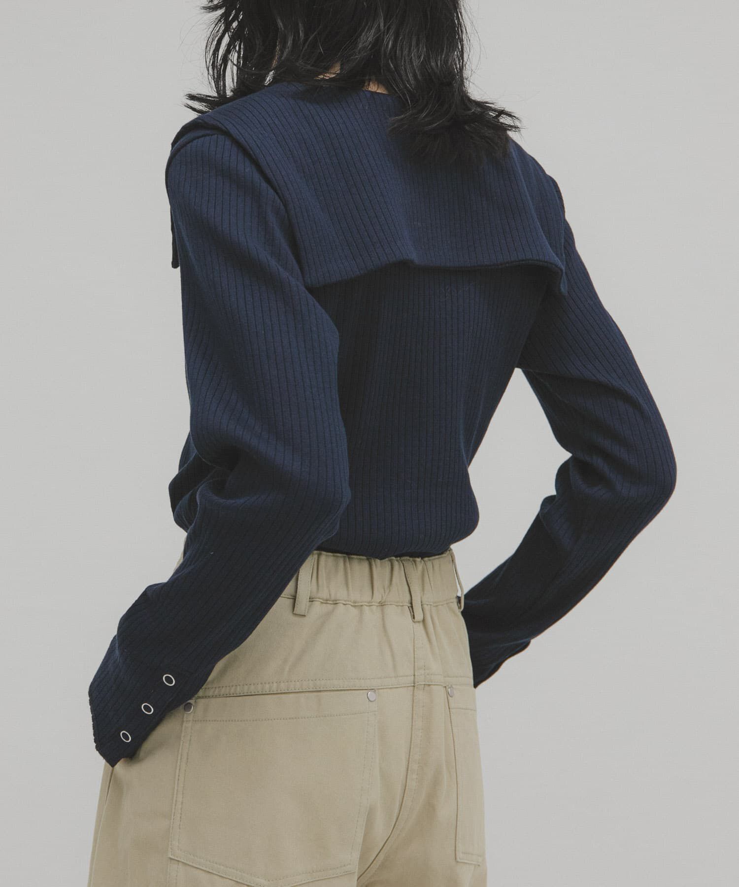  「セーラーカラーリブカットソー」|Tシャツ・カットソー|ネイビー