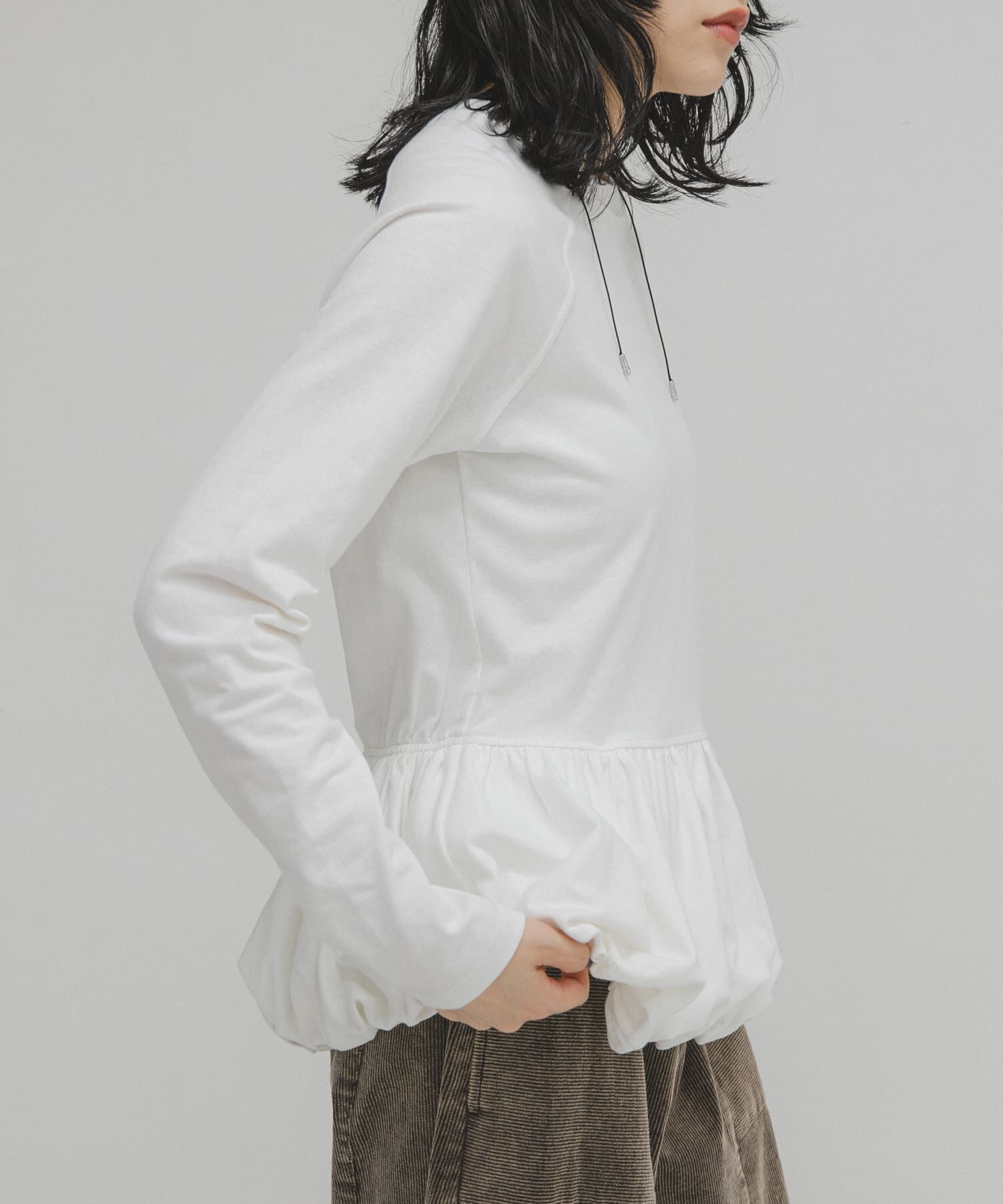  「ピーチスキンバブルヘムトップス」|Tシャツ・カットソー|