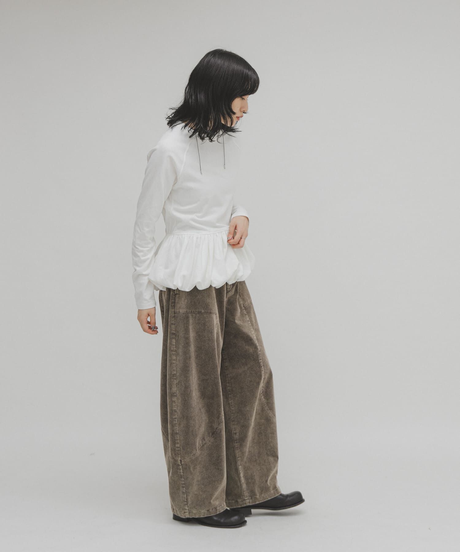  「ピーチスキンバブルヘムトップス」|Tシャツ・カットソー|