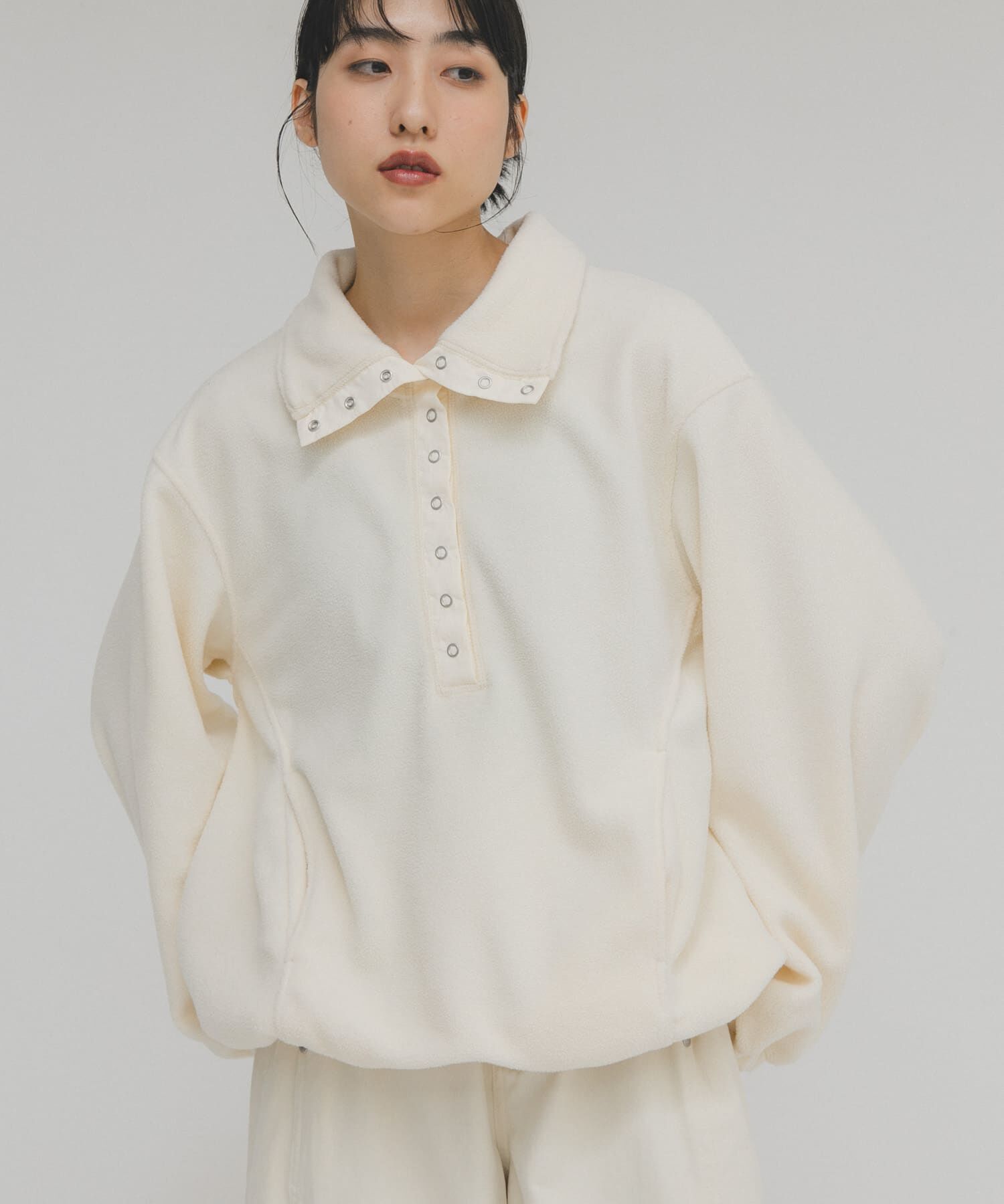  「ハーフスナップフリースプルオーバー」|その他|アイボリー