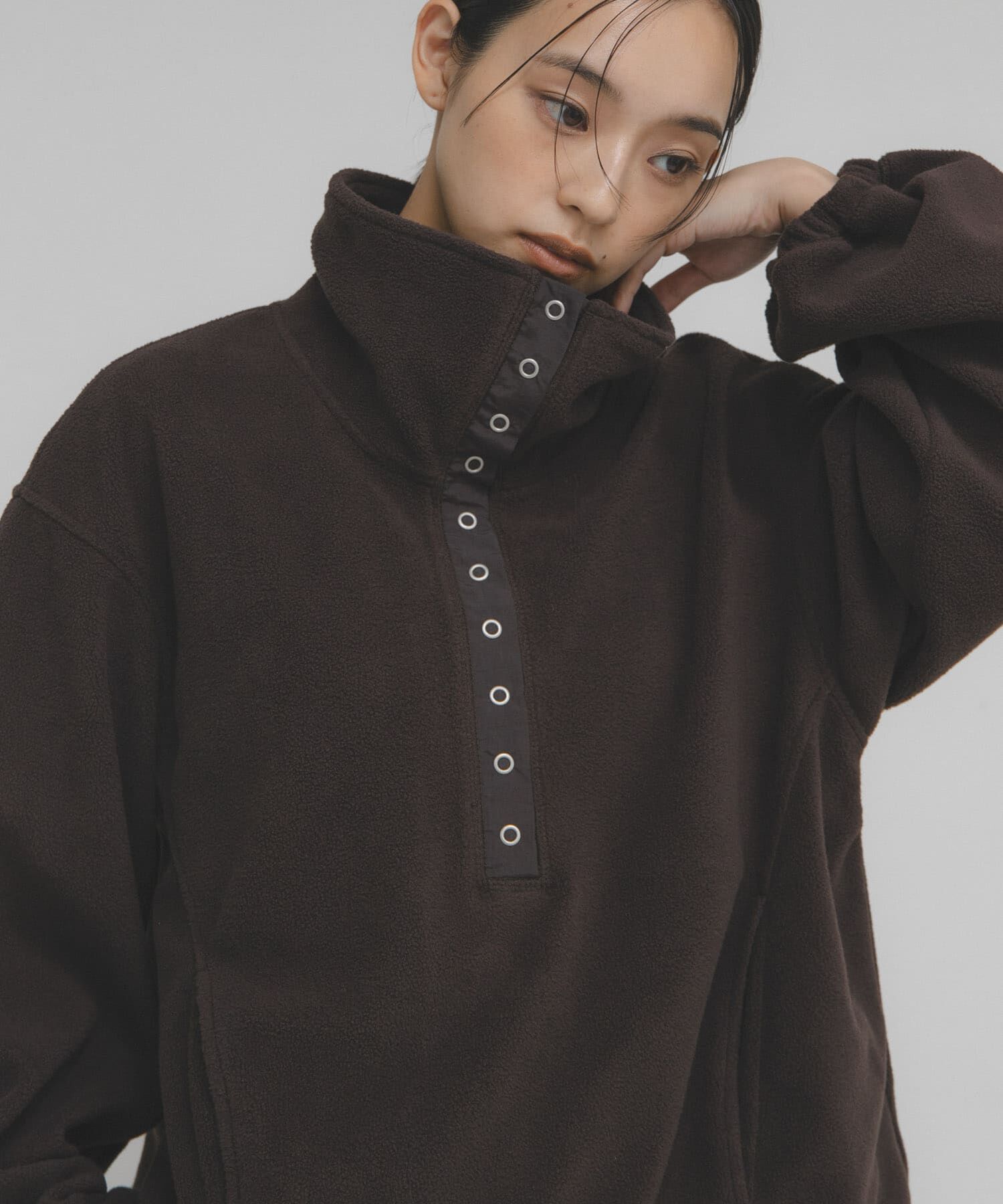  「ハーフスナップフリースプルオーバー」|その他|ダークブラウン