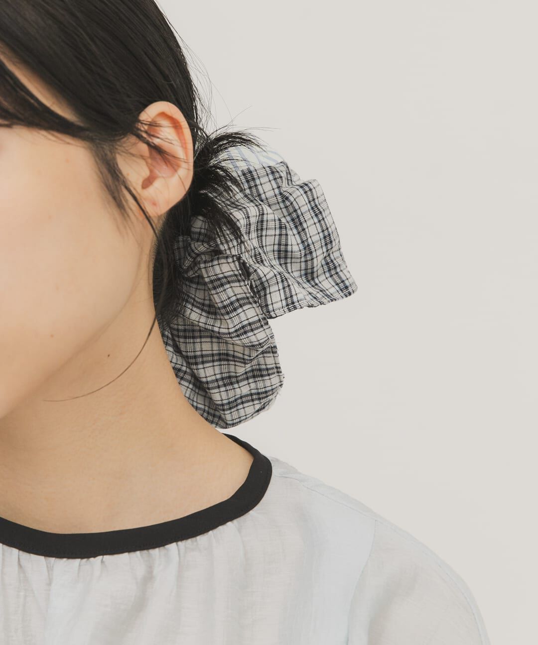  「チェックストライプコンビシュシュ」|ヘアゴム・シュシュ|