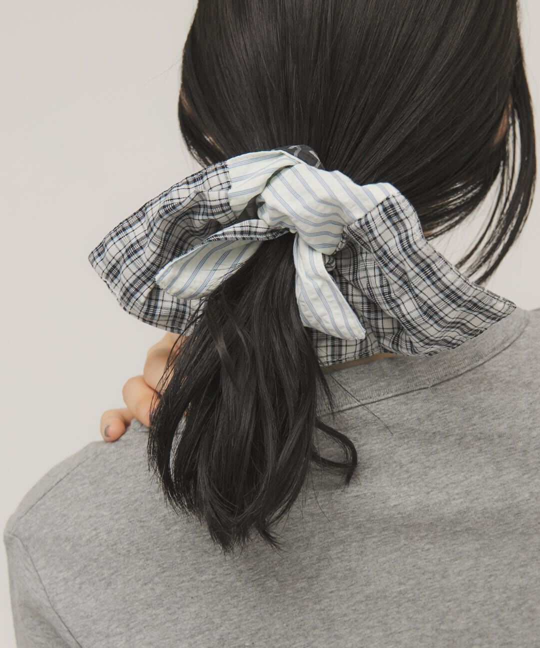  「チェックストライプコンビシュシュ」|ヘアゴム・シュシュ|