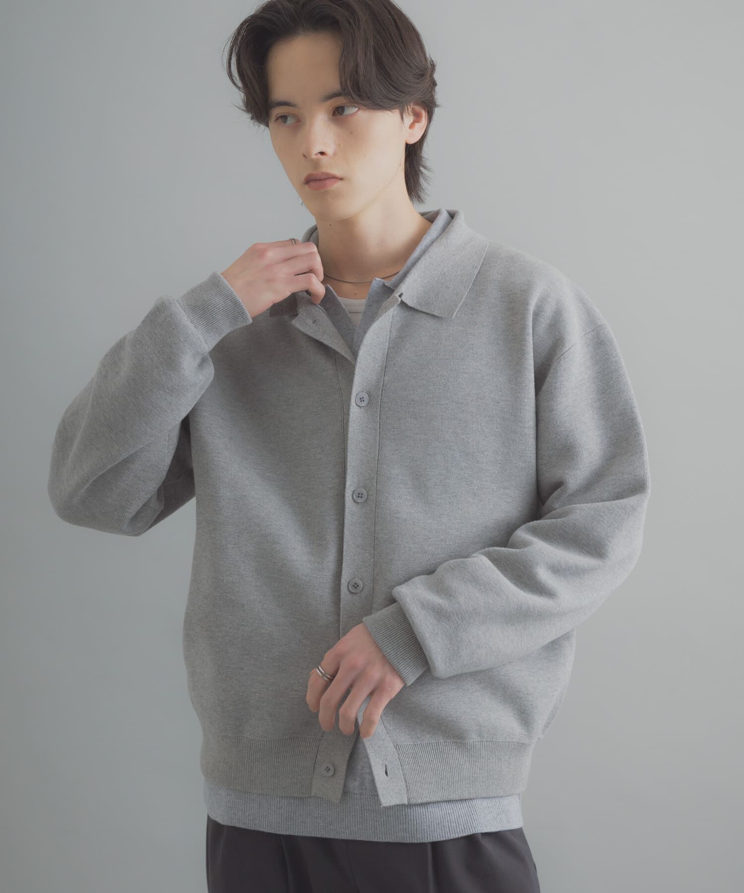 SENSE OF PLACE by URBAN RESEARCH「『ユニセックス』『洗濯可』スウェットライクポロカーディガン」|カーディガン|