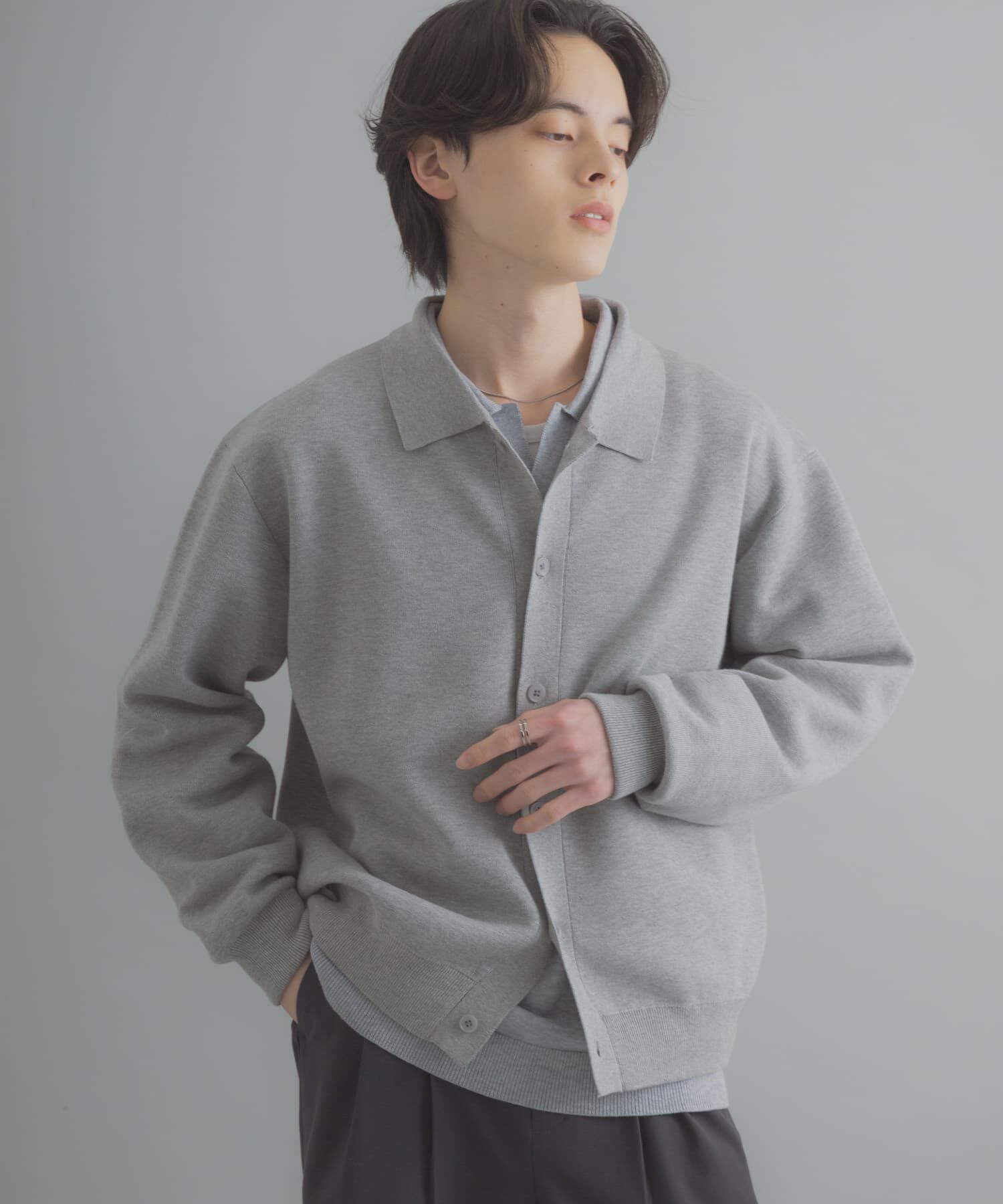 SENSE OF PLACE by URBAN RESEARCH「『ユニセックス』『洗濯可』スウェットライクポロカーディガン」|カーディガン|