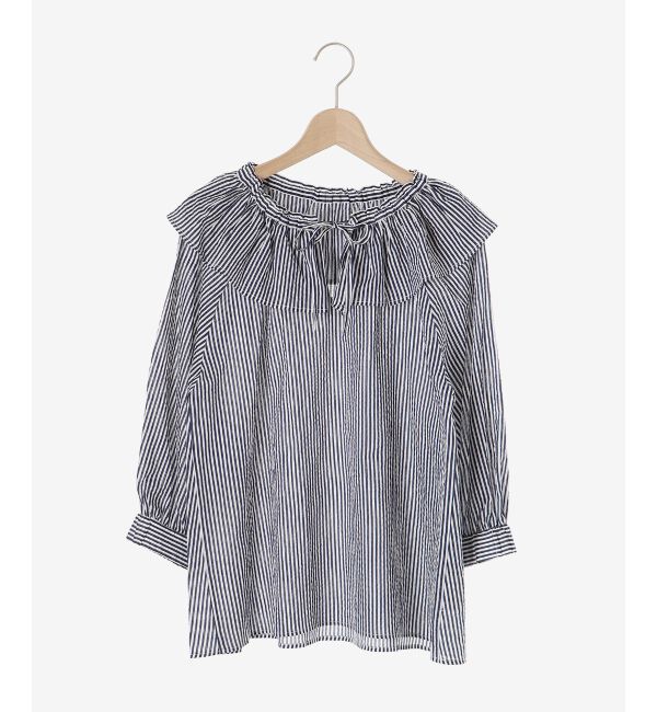 le.coeur blanc「ストライプフリルカラーブラウス」|シャツ・ブラウス|
