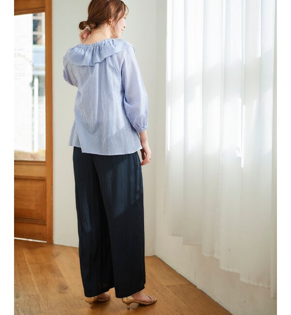 le.coeur blanc「ストライプフリルカラーブラウス」|シャツ・ブラウス|