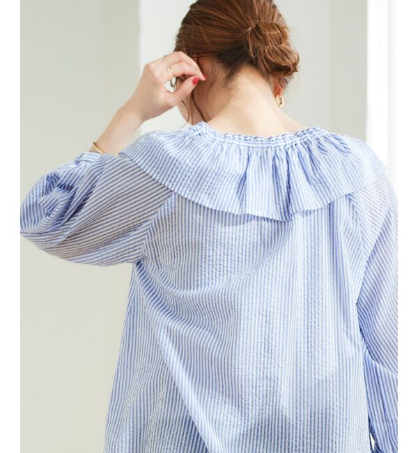 le.coeur blanc「ストライプフリルカラーブラウス」|シャツ・ブラウス|
